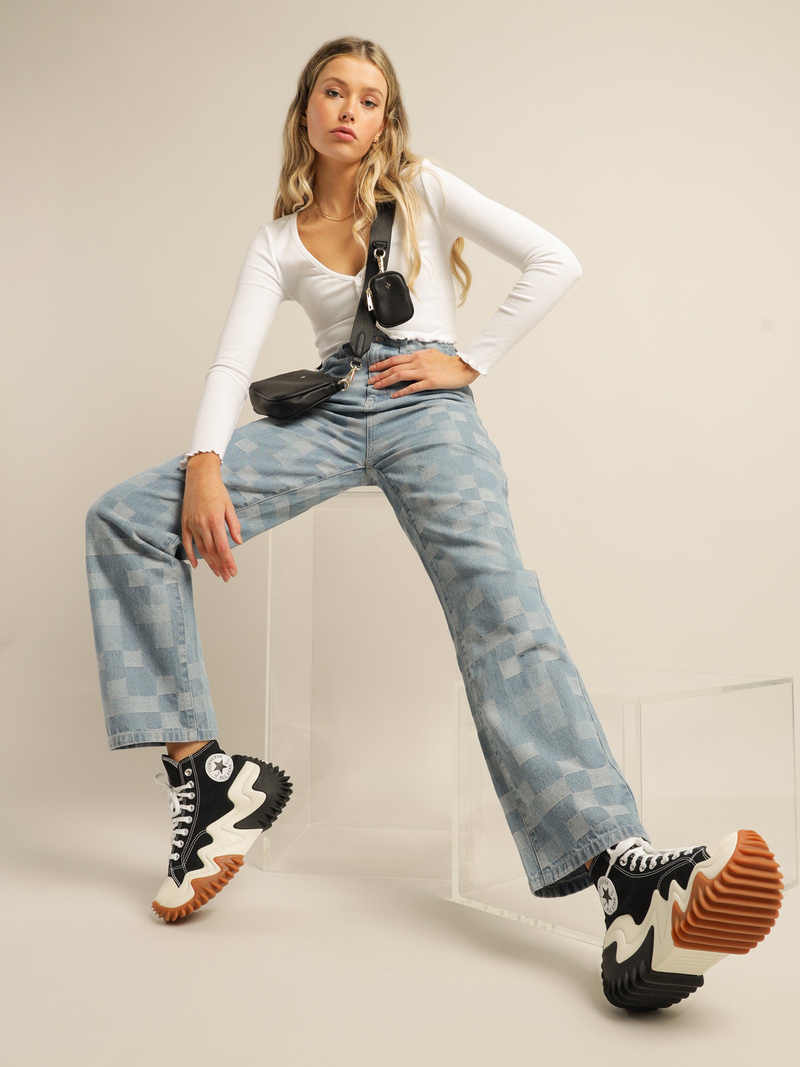 Bri Baggy Jeans in Checkerboard