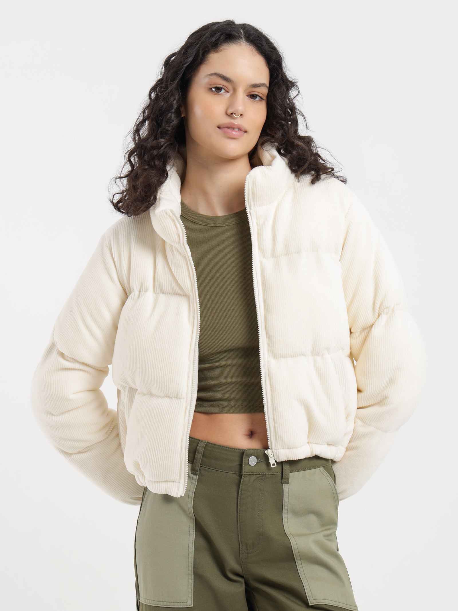 Tyler Cord Puffer in Cream