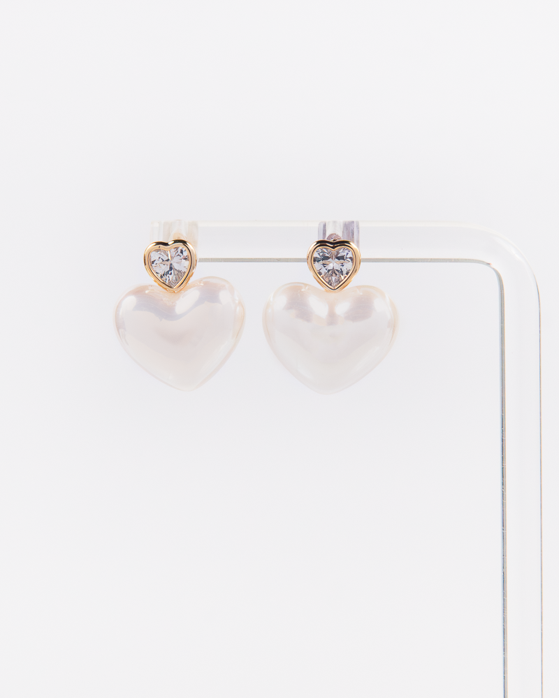 NYU NYU Eternal Heart Pearl Earrings