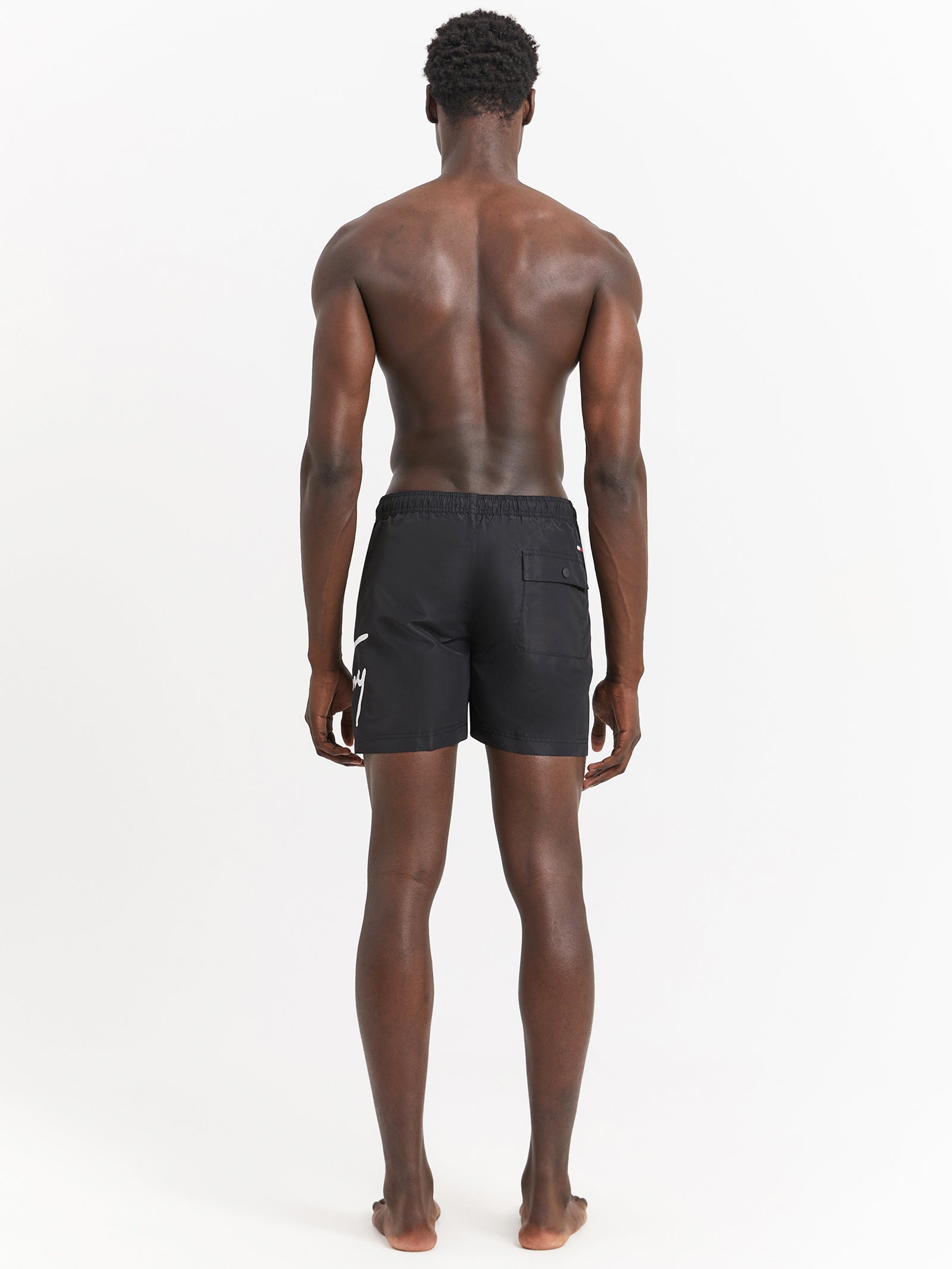 Signature Logo Drawstring Swim Shorts in Black