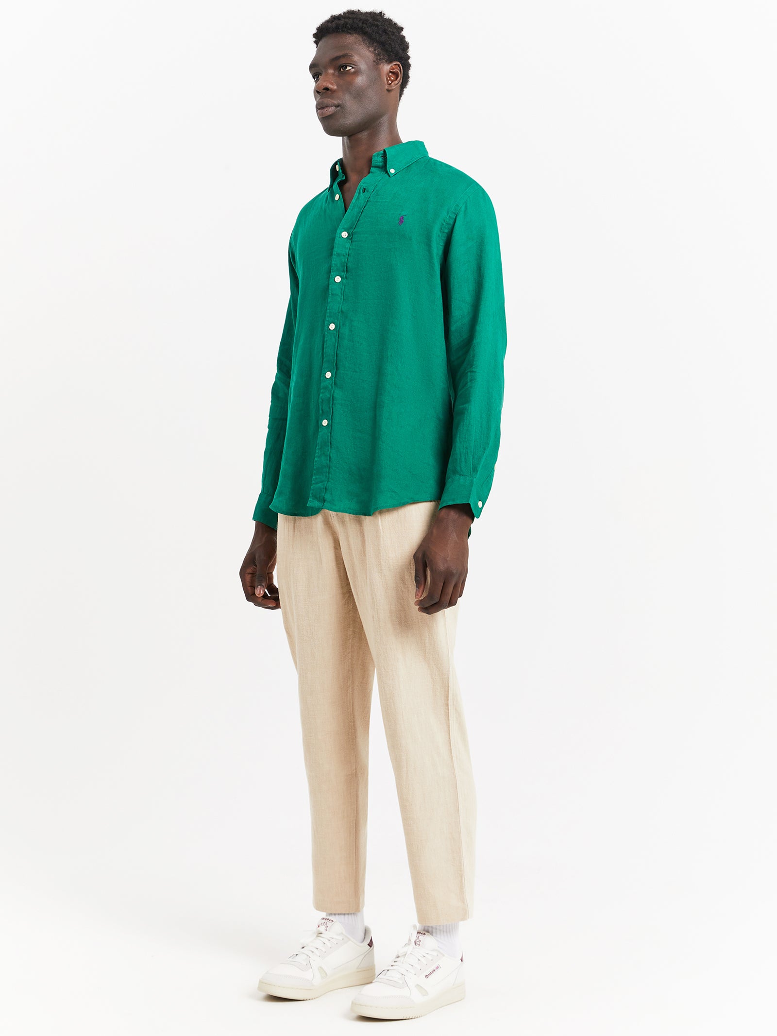 Piece Dye Linen T-Shirt in Athletic Green