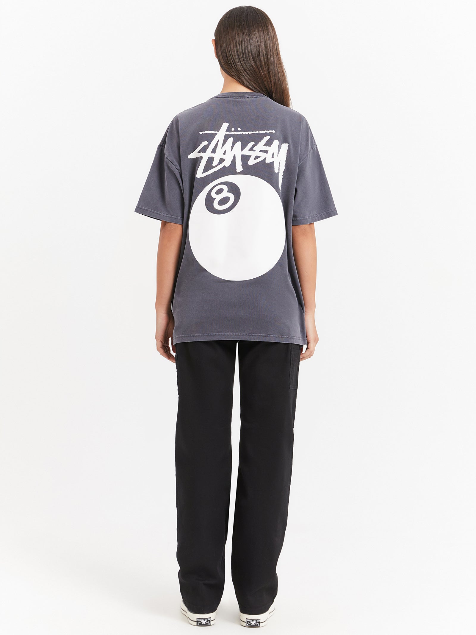 8 Ball Heavyweight Relaxed T-Shirt in Pigment Charcoal Grey