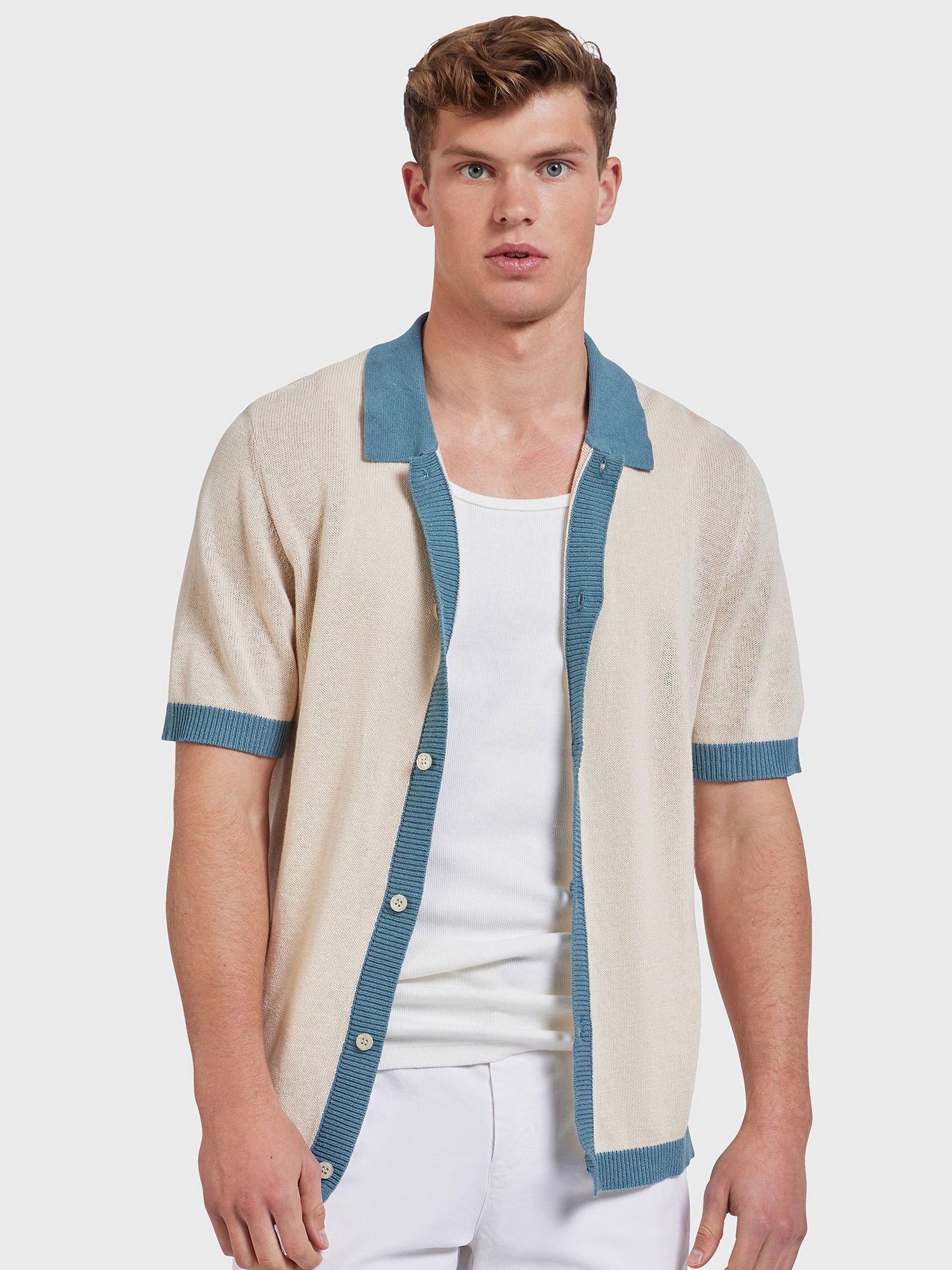 Gatsby Knit Polo Shirt in Natural