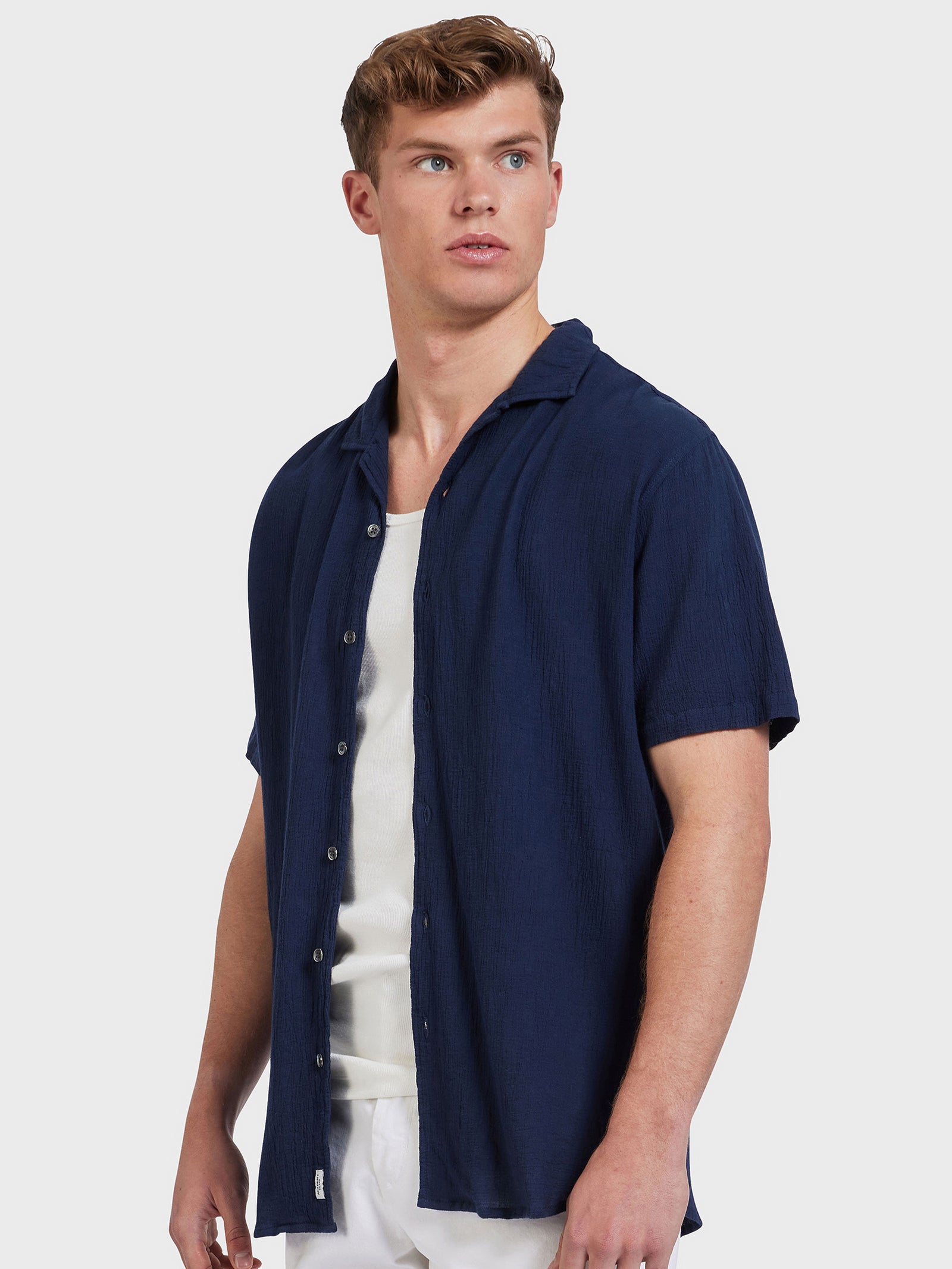 Bedford Short Sleeve Shirt in Navy Blue