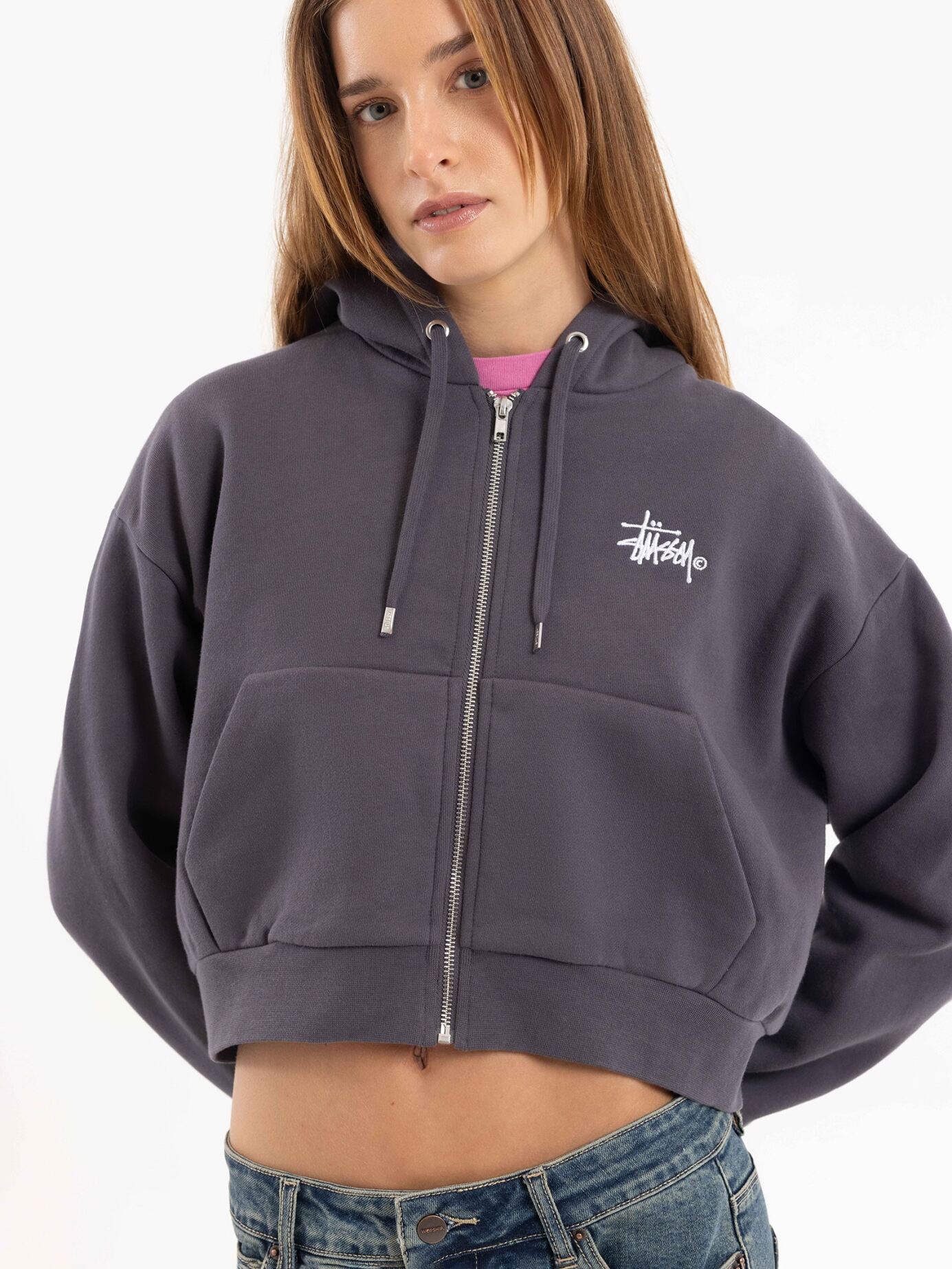 Graffiti Cropped Zip Thru Hood