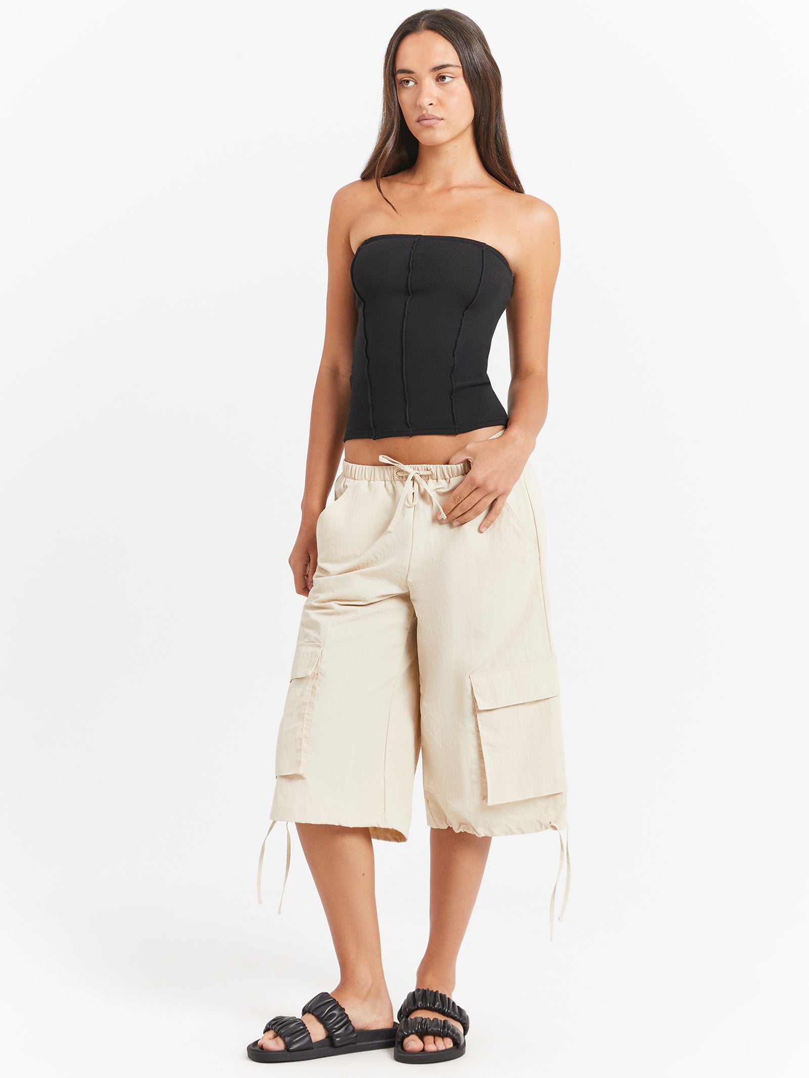 Hudson Parachute Long Shorts in Cream