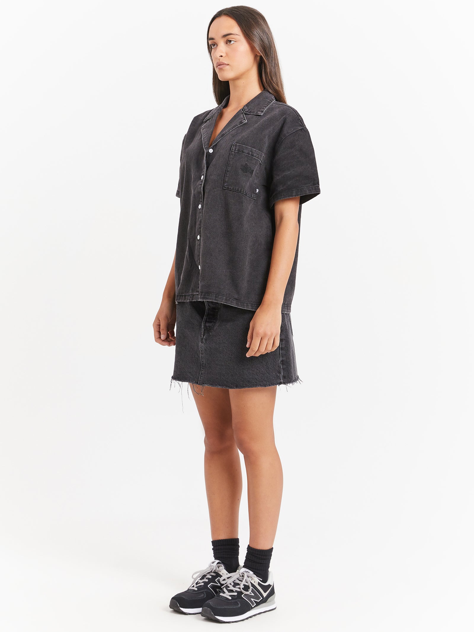 Denim Oversized Shirt in Black Denim