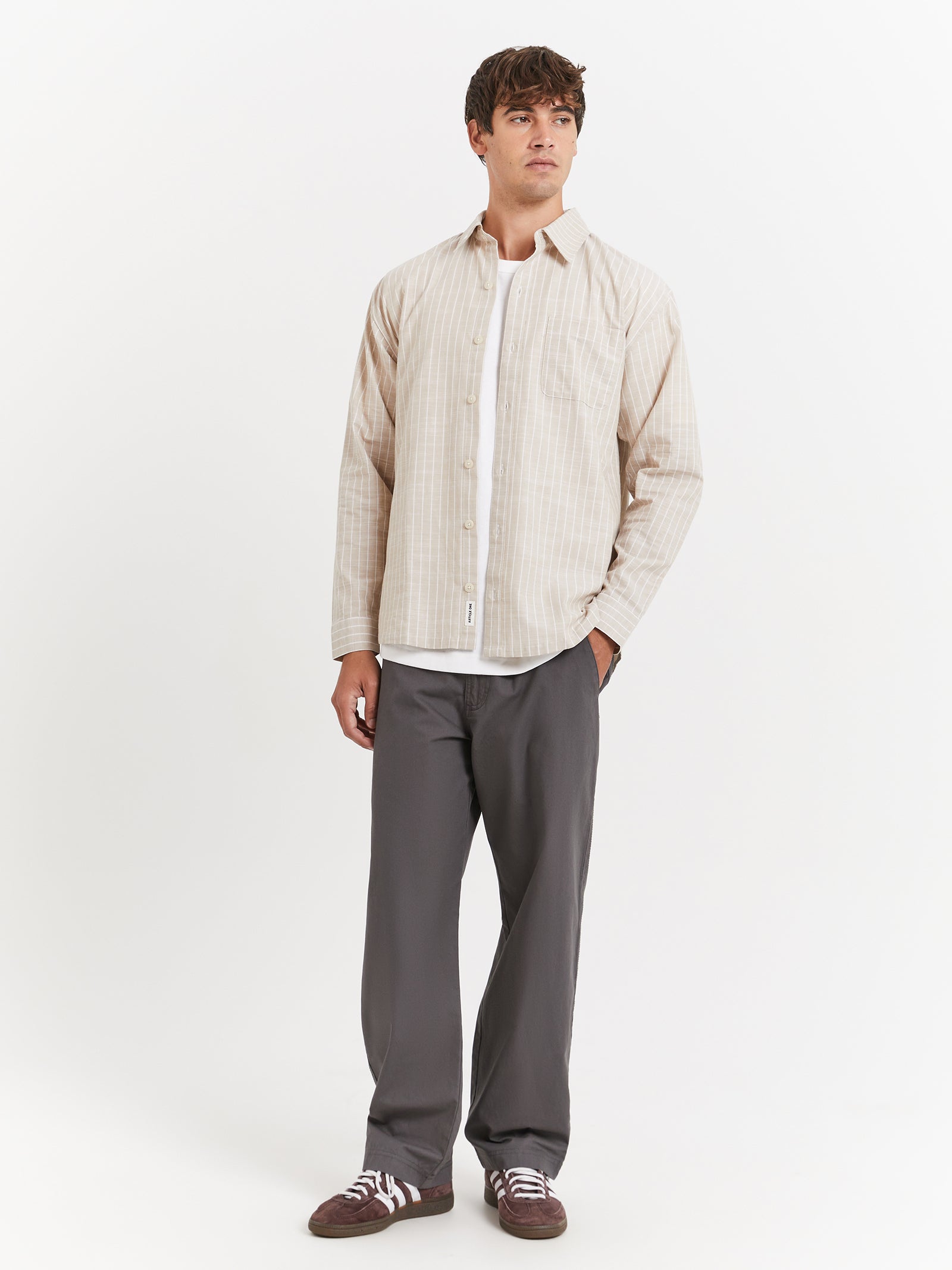 Lewis Overshirt in Stone Stripe