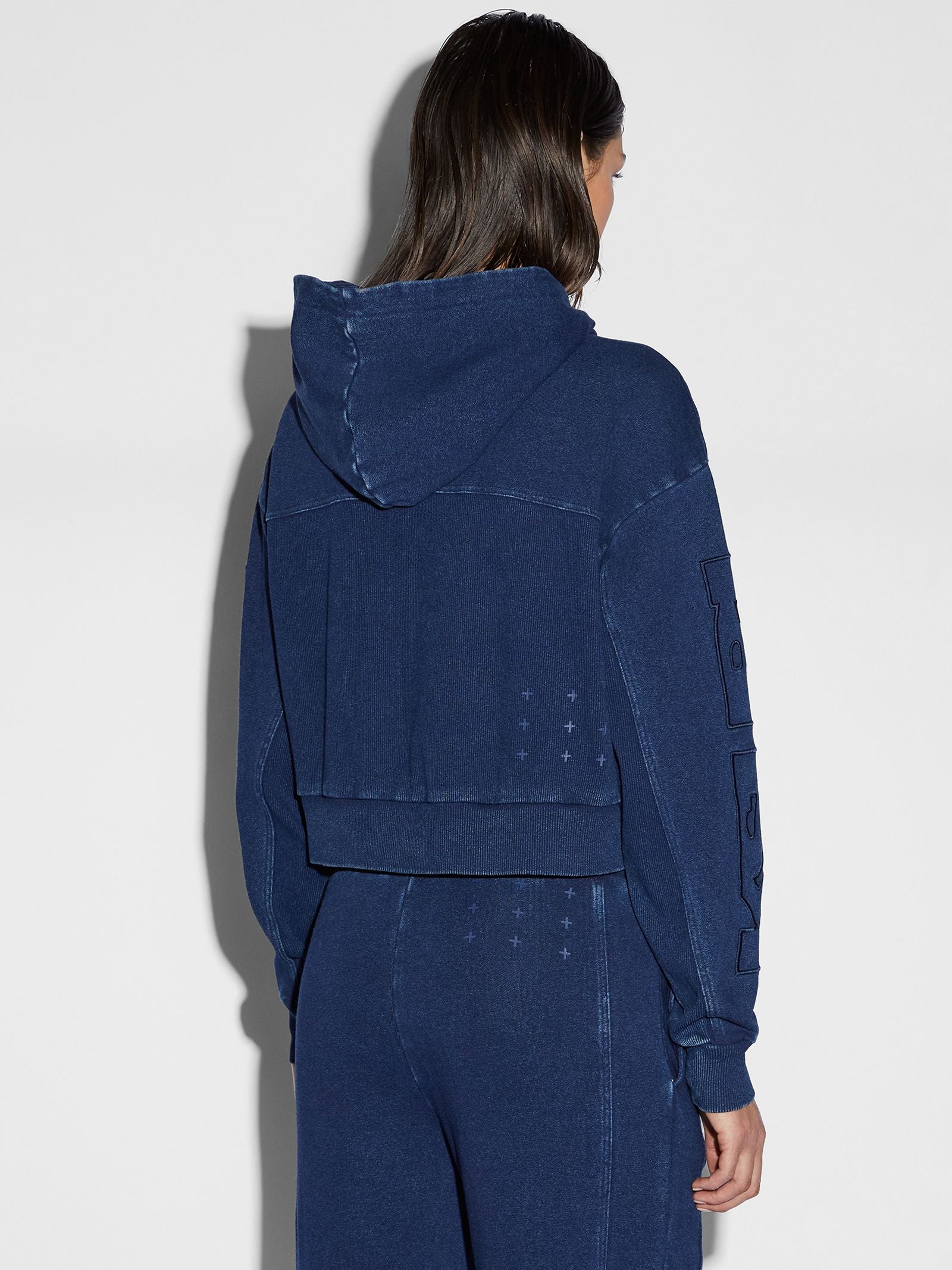 Origin Crop Hoodie Indigo Spliced