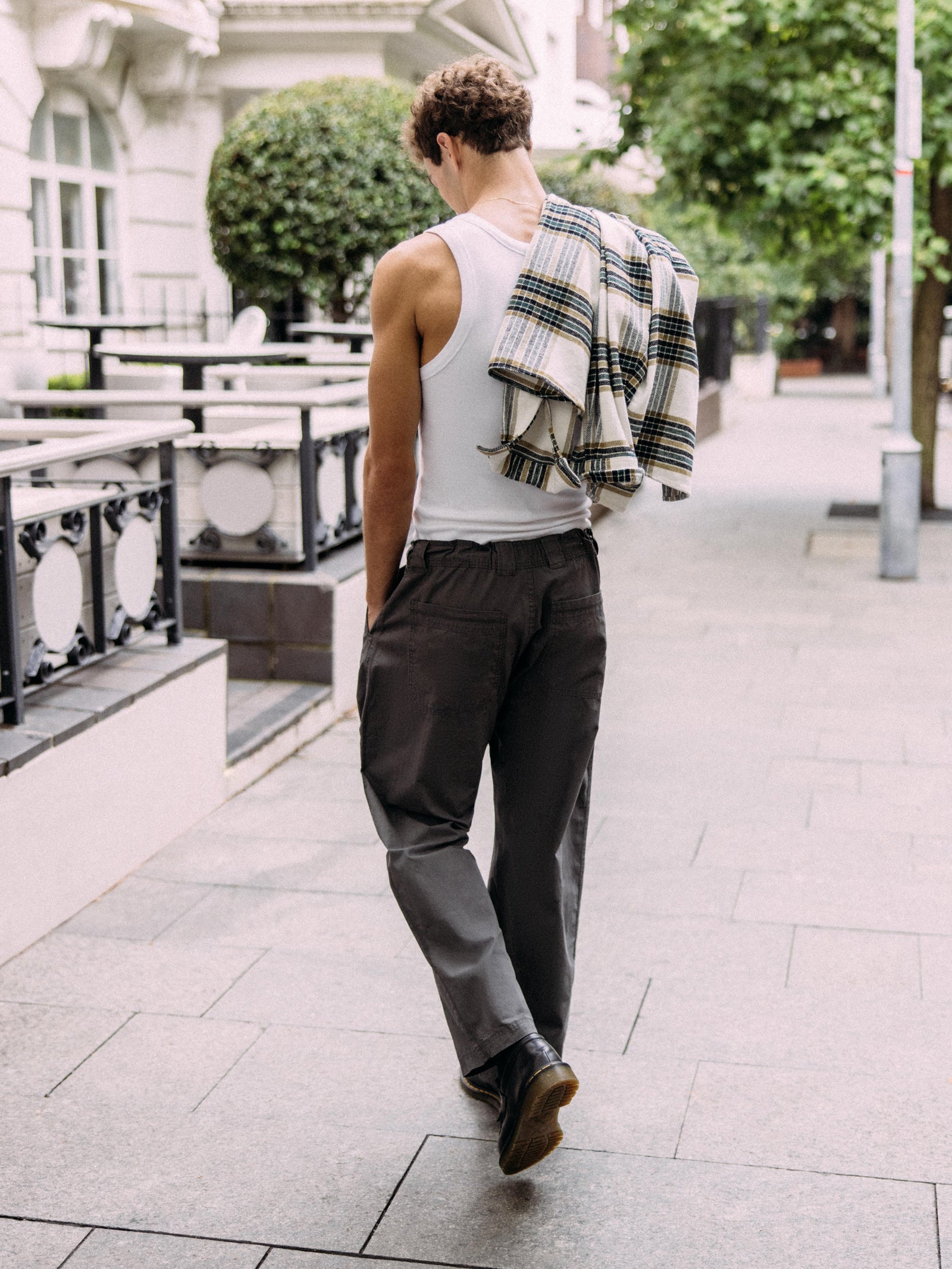 Long Sleeve Hawkins Check Shirt in Larch & Wax White