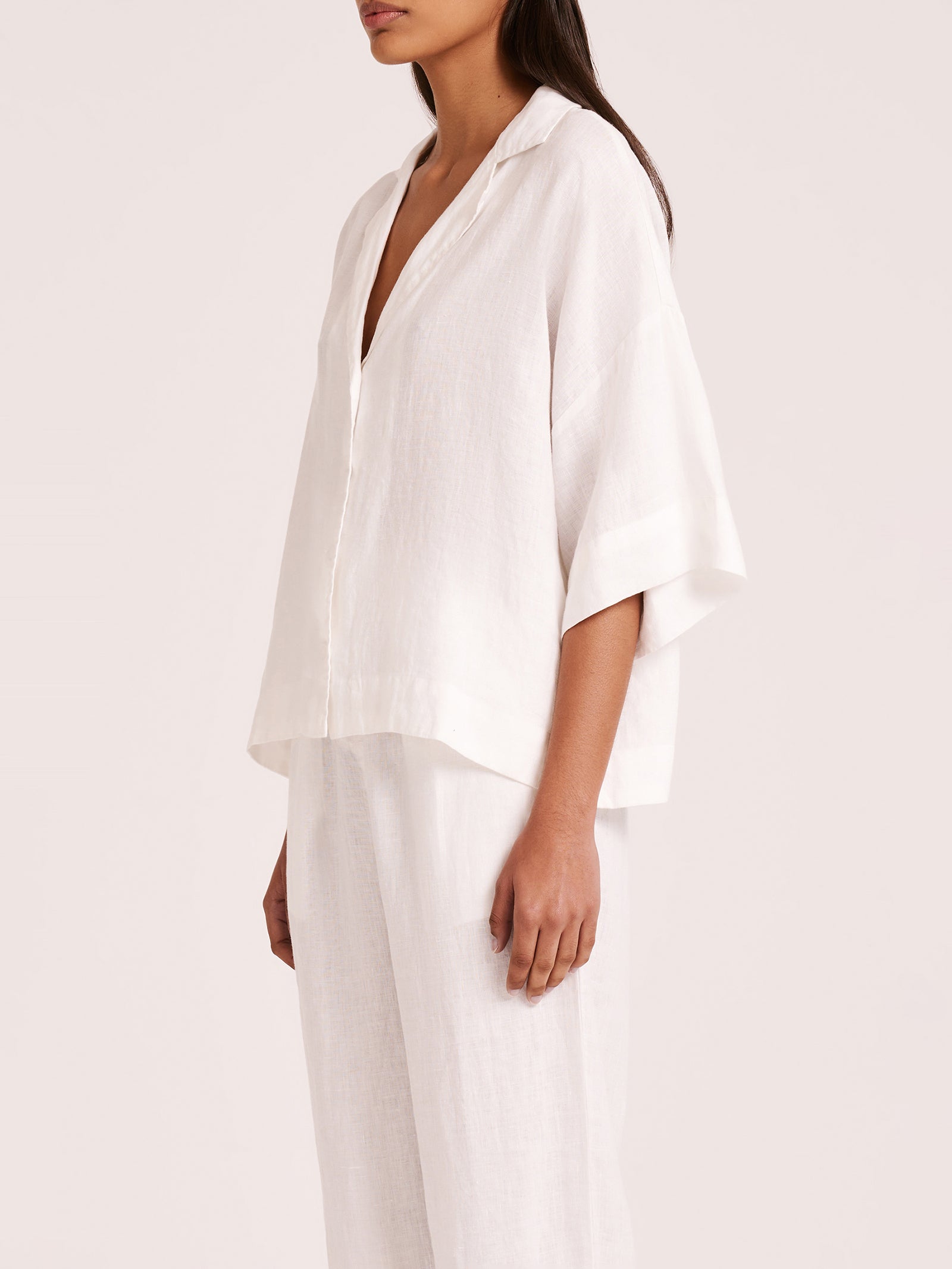 Linen Lounge Shirt in White