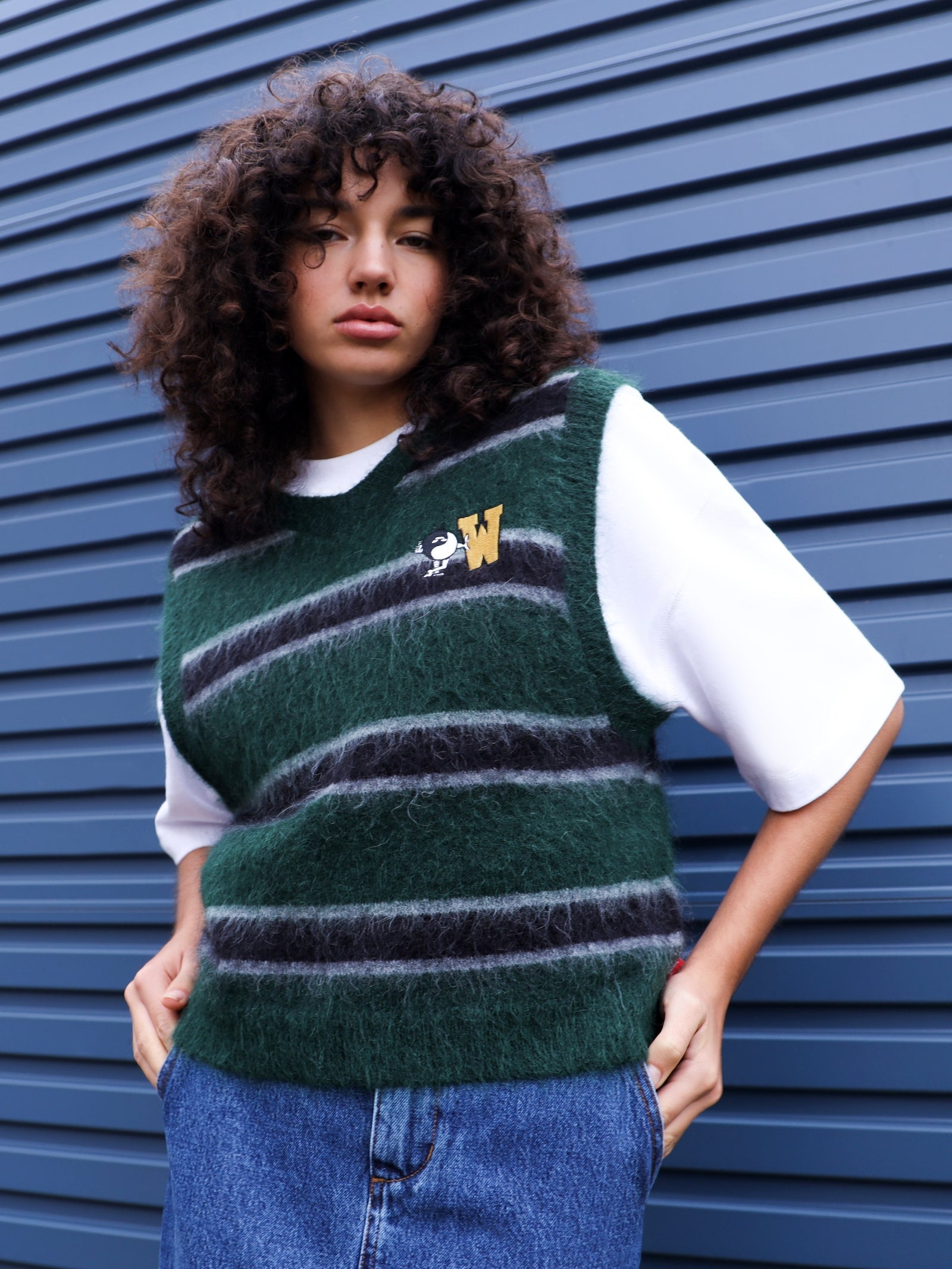 Freshman Fuzz Knit Vest in Green Gables