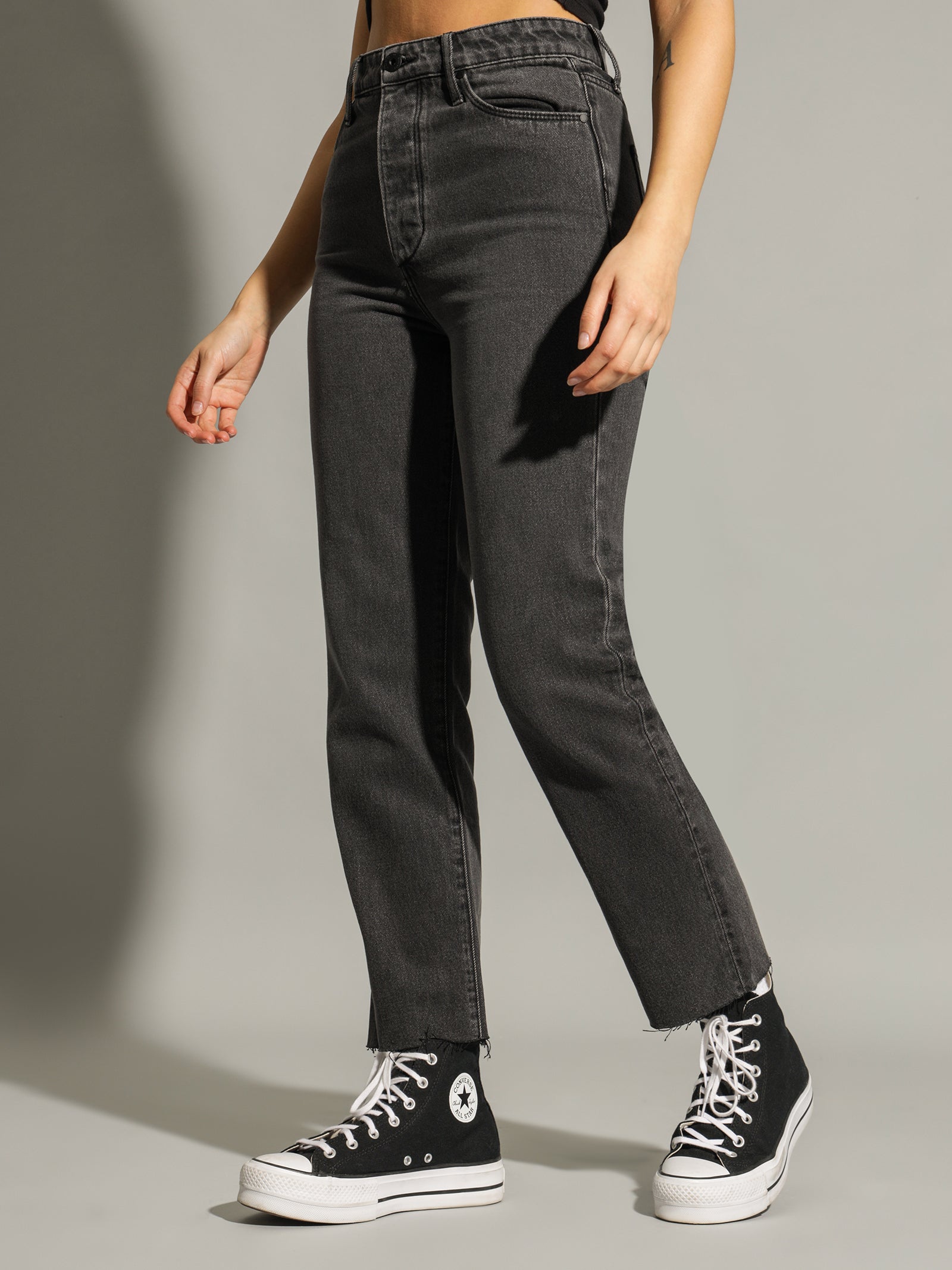 High Nina Crop Jeans in Destroyed Black