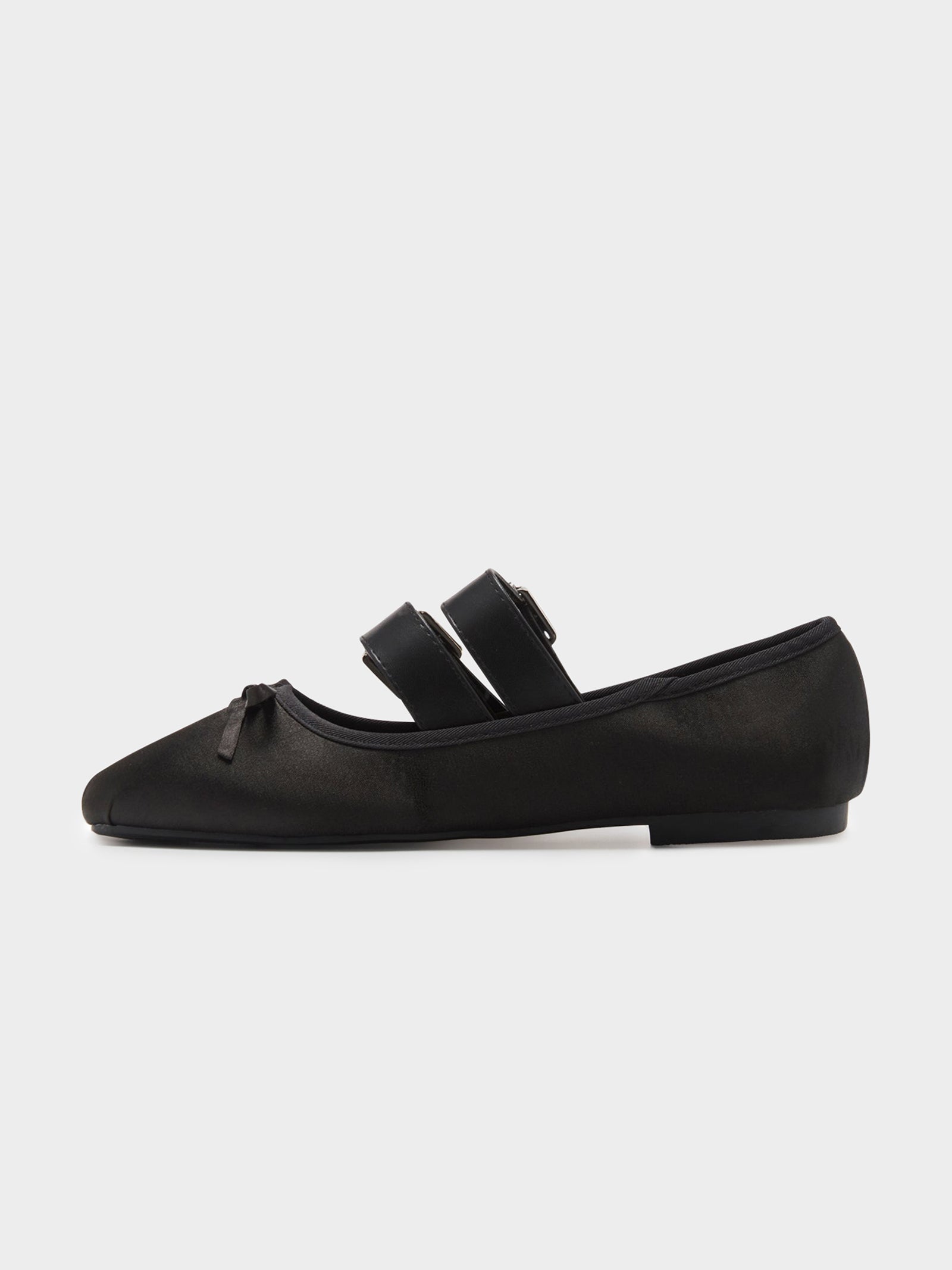 Mythos Ballet Flats in Black Satin