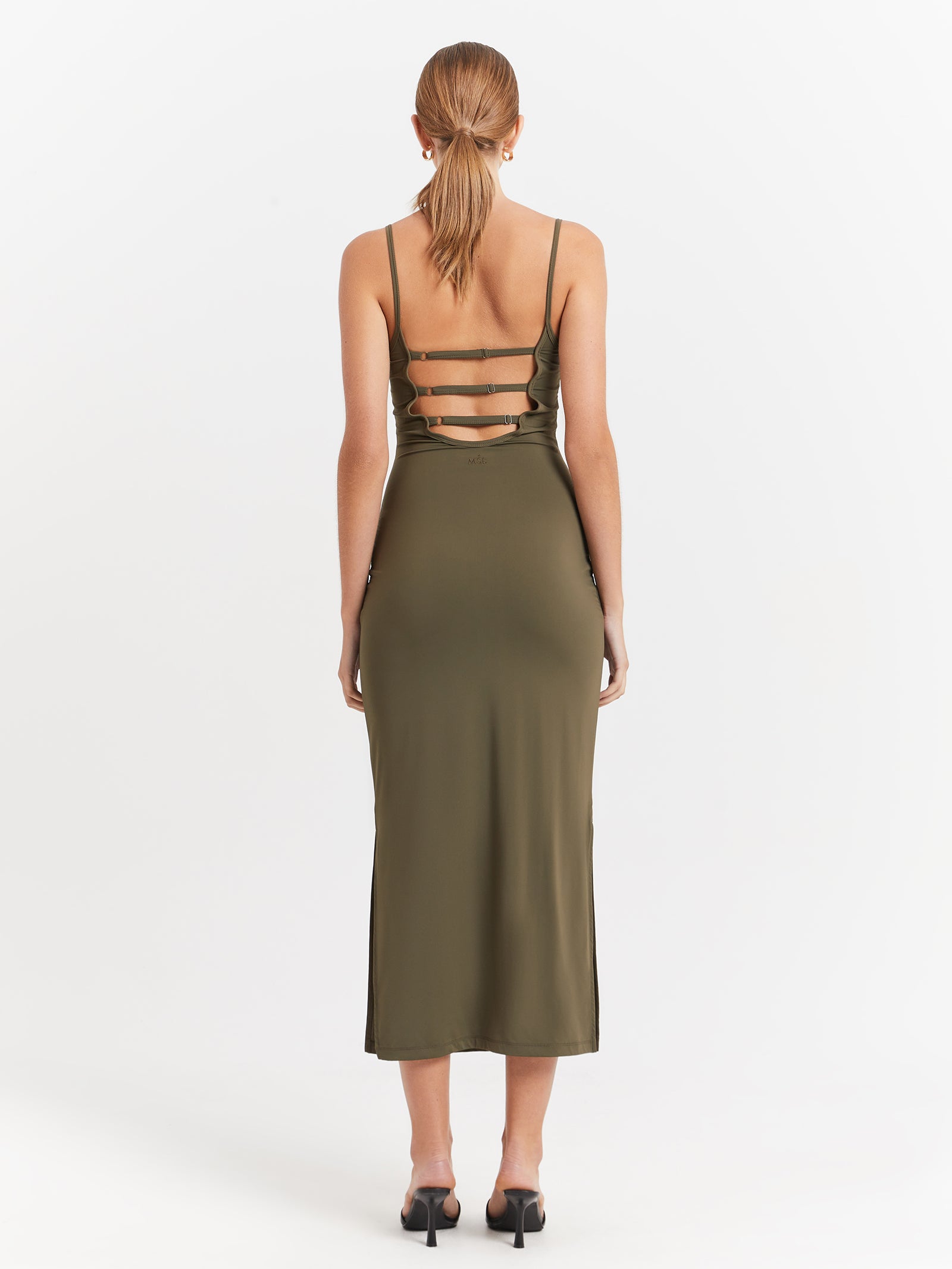 Mse Standard Low Back Dress in Khaki