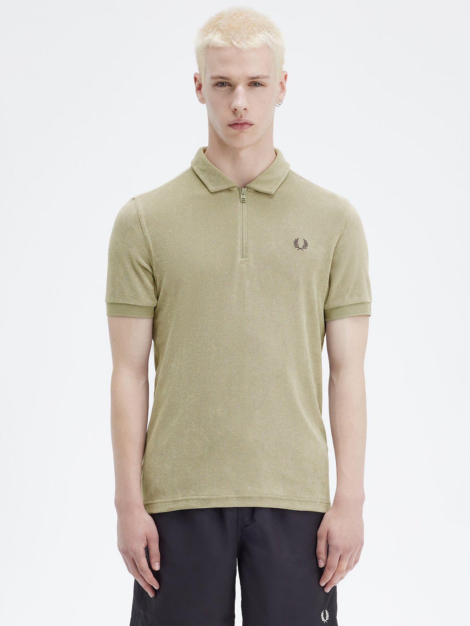 Zip Neck Toweling Polo Shirt