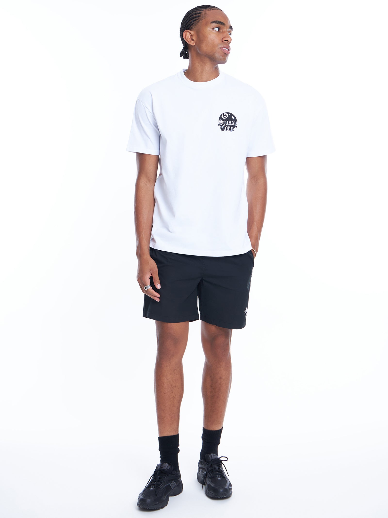 Basic Stock Beach Shorts in Black