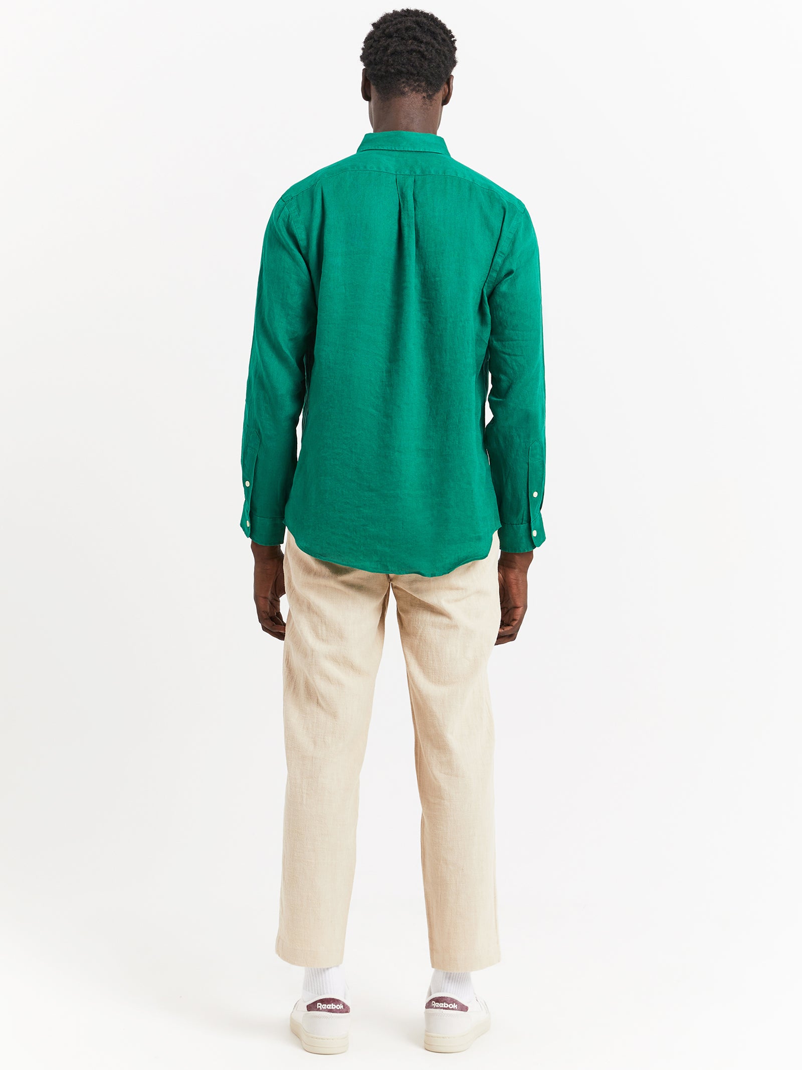 Piece Dye Linen T-Shirt in Athletic Green