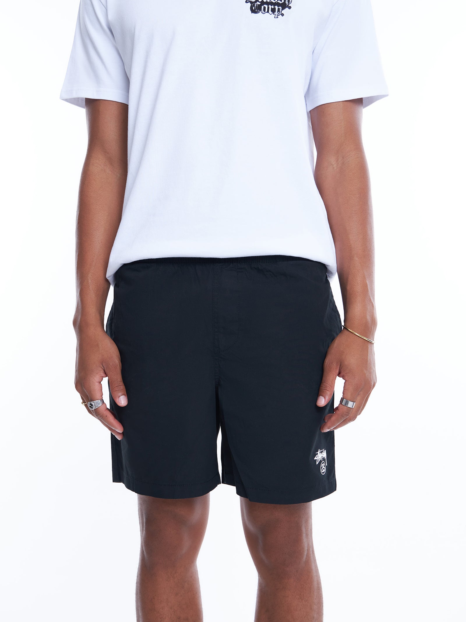 Basic Stock Beach Shorts in Black