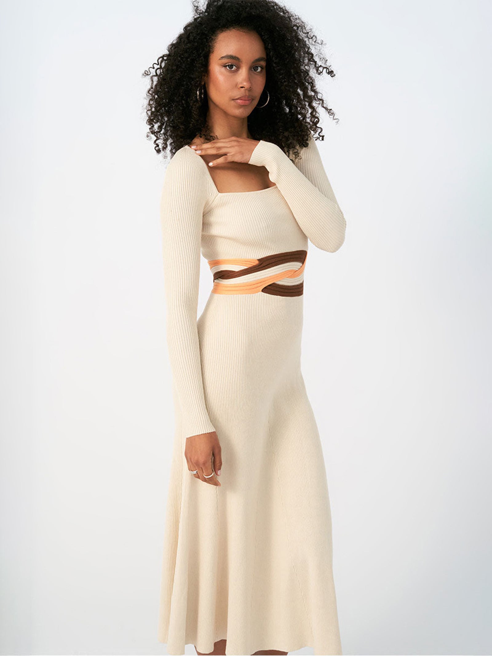 Inertia Knit Midi Dress in Natural