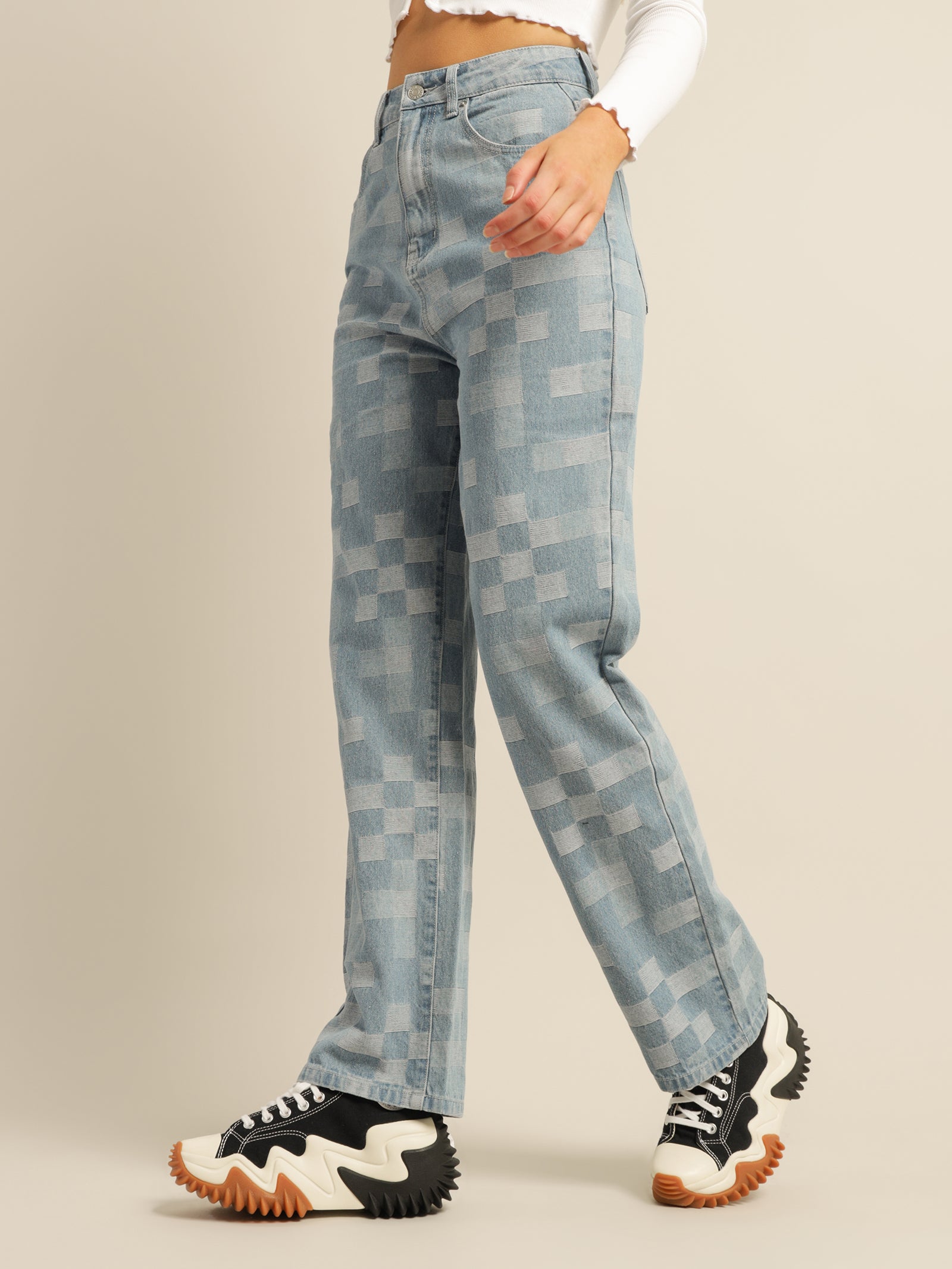 Bri Baggy Jeans in Checkerboard