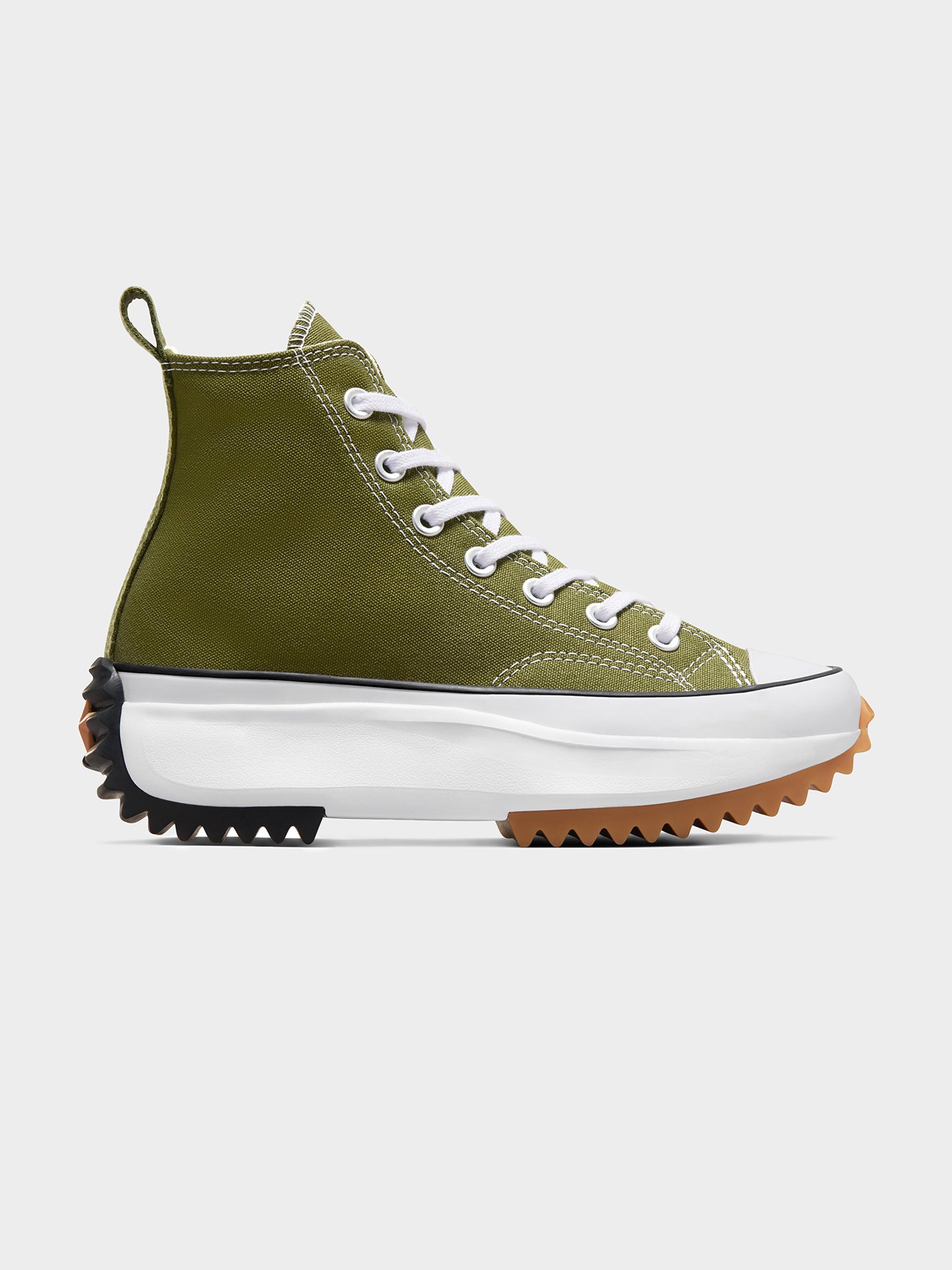 Unisex Run Star High Top Sneakers in Grassy, White & Black