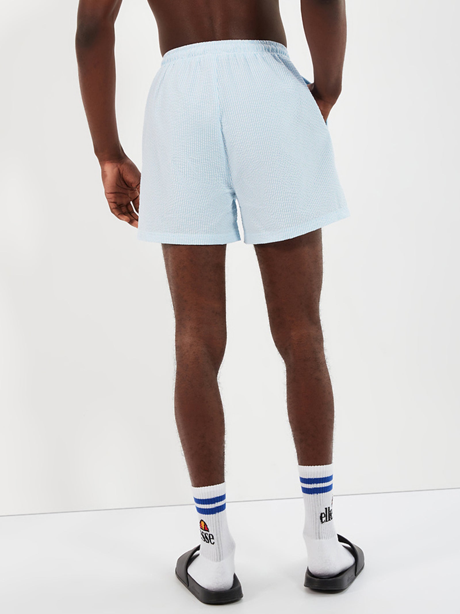 Carali Seersucker Swimshorts in LIght Blue Stripe