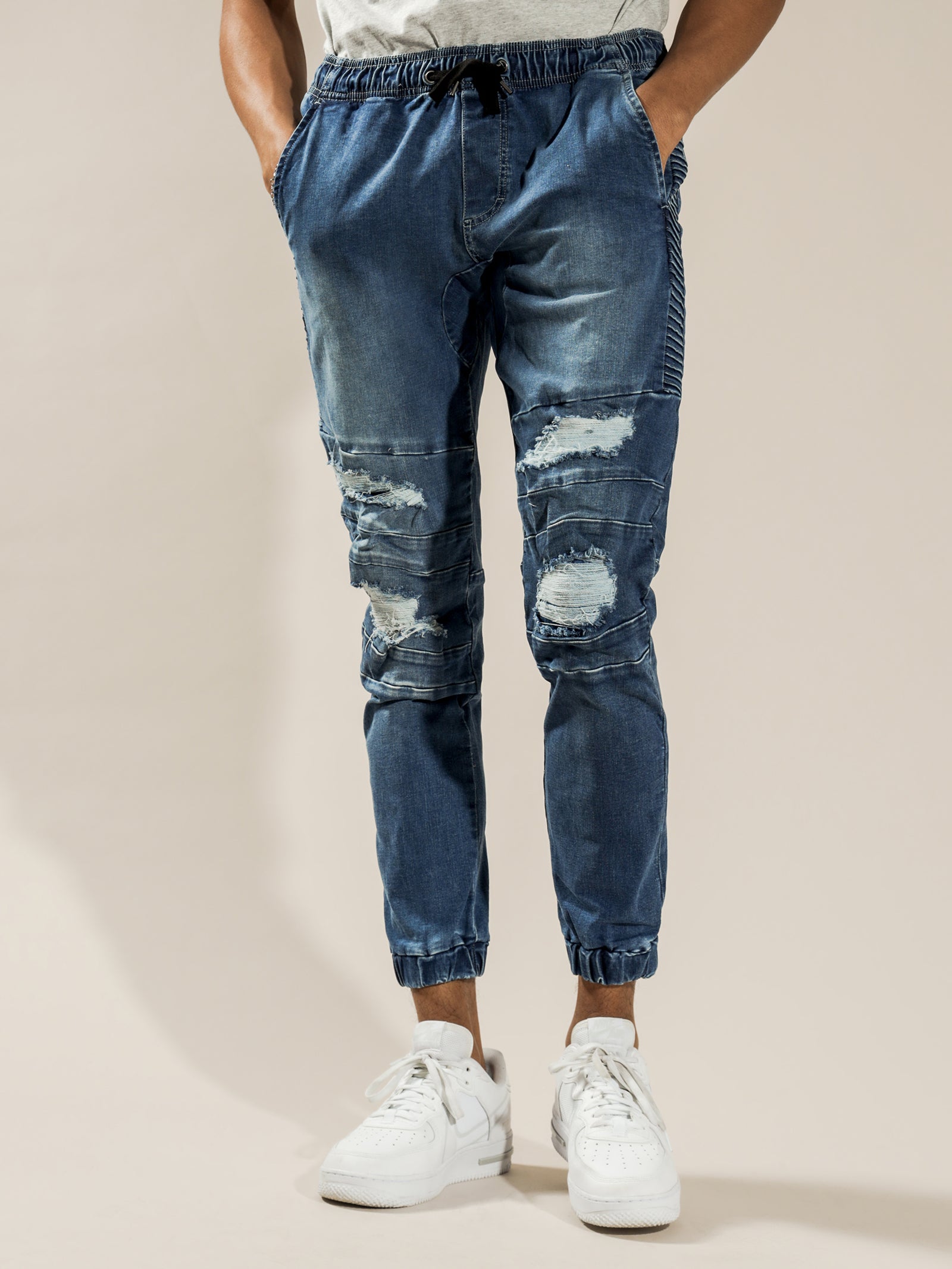 Blake Moto Jogger Jeans in Blue Blast Denim