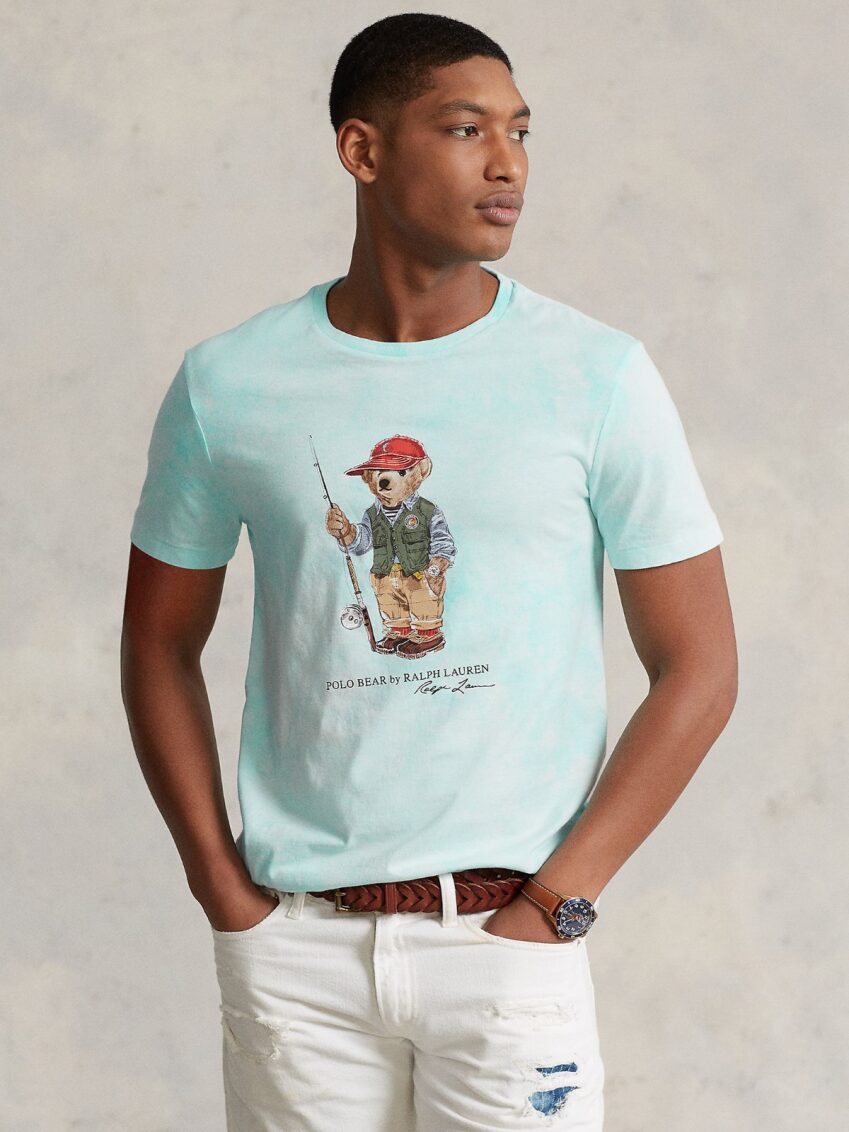 Tie Dye Fishing Bear in Island Aqua