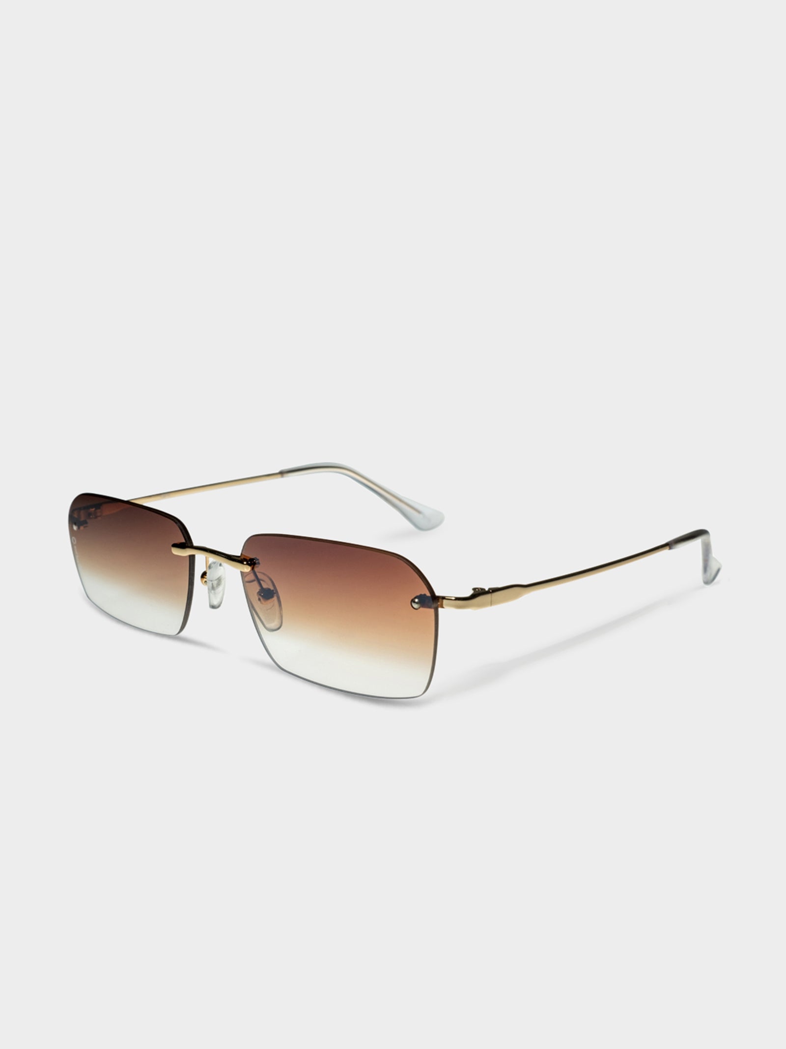 Keira Rimless Sunglasses in Gold & Brown Mirror