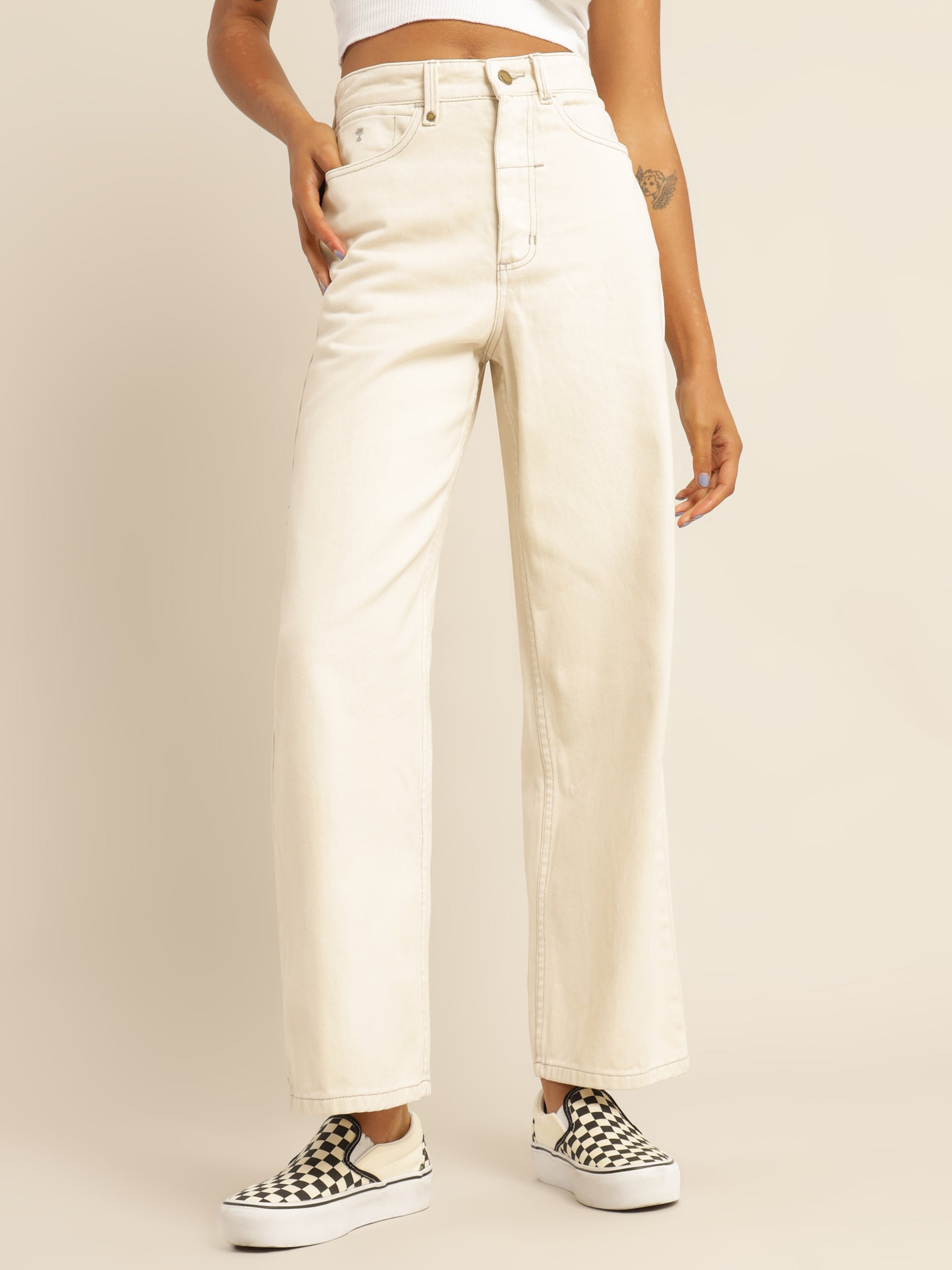 Holly Wide-Leg Jeans in Vintage Bone