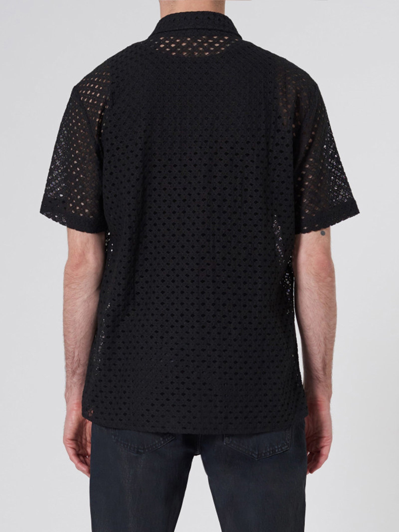 Curtis Short Sleeve Broderie Shirt in Black