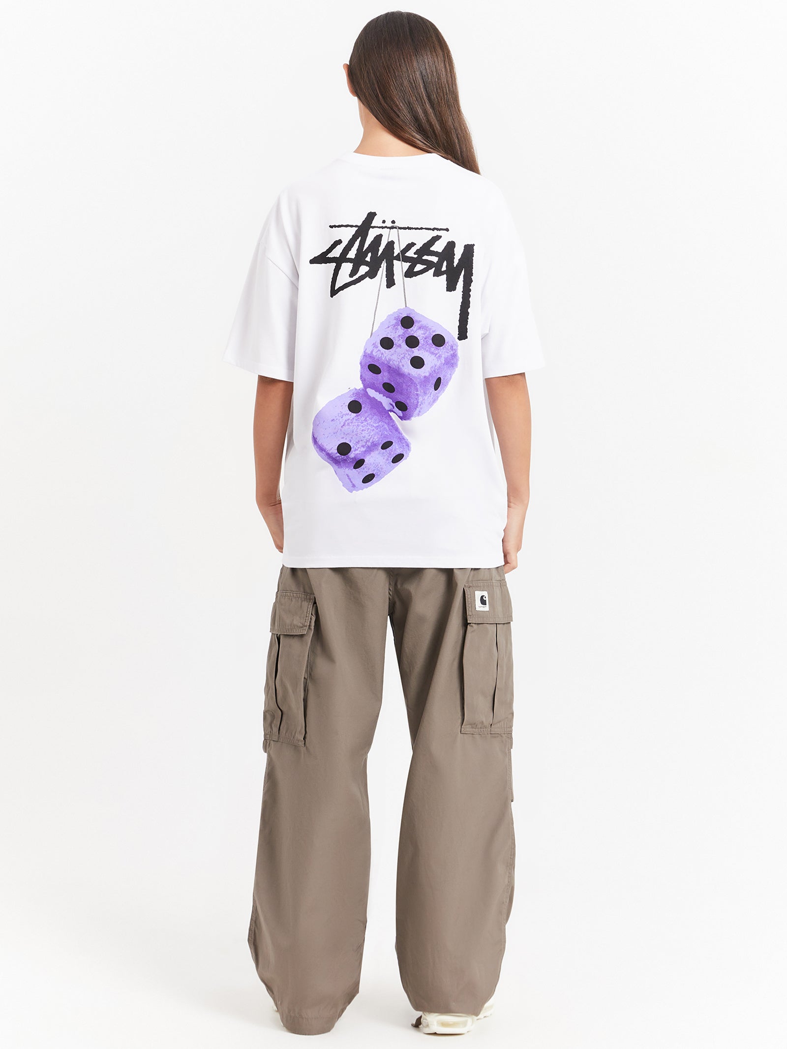 Fuzzy Dice Heavyweight Relaxed T-Shirt in White & Purple