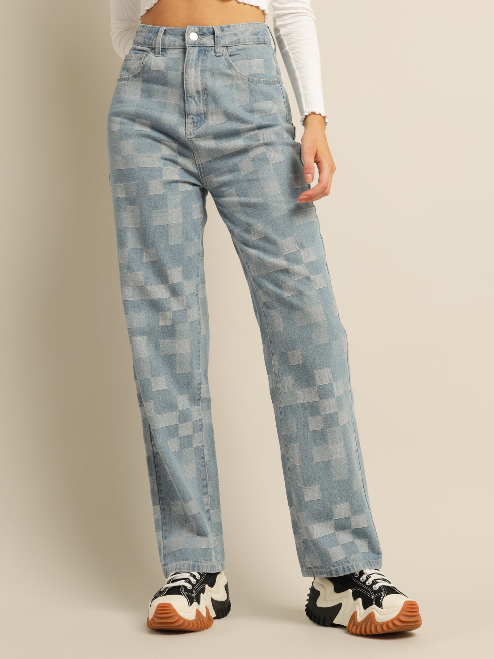 Bri Baggy Jeans in Checkerboard