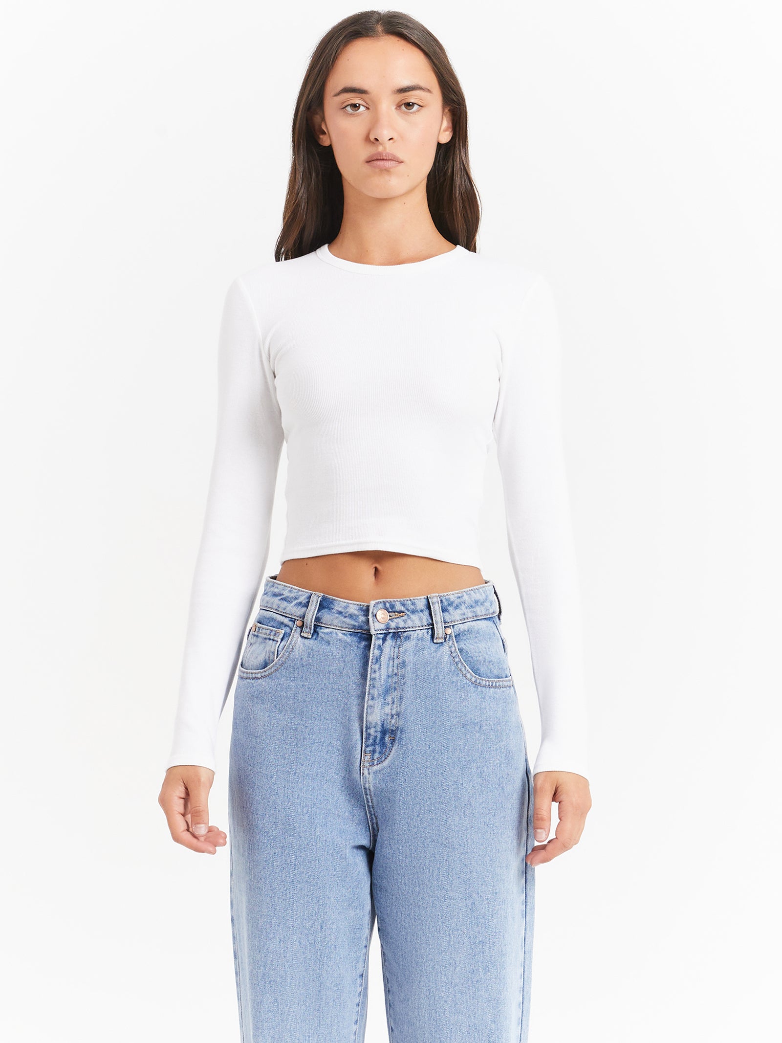 Georgie Long Sleeve Top in White