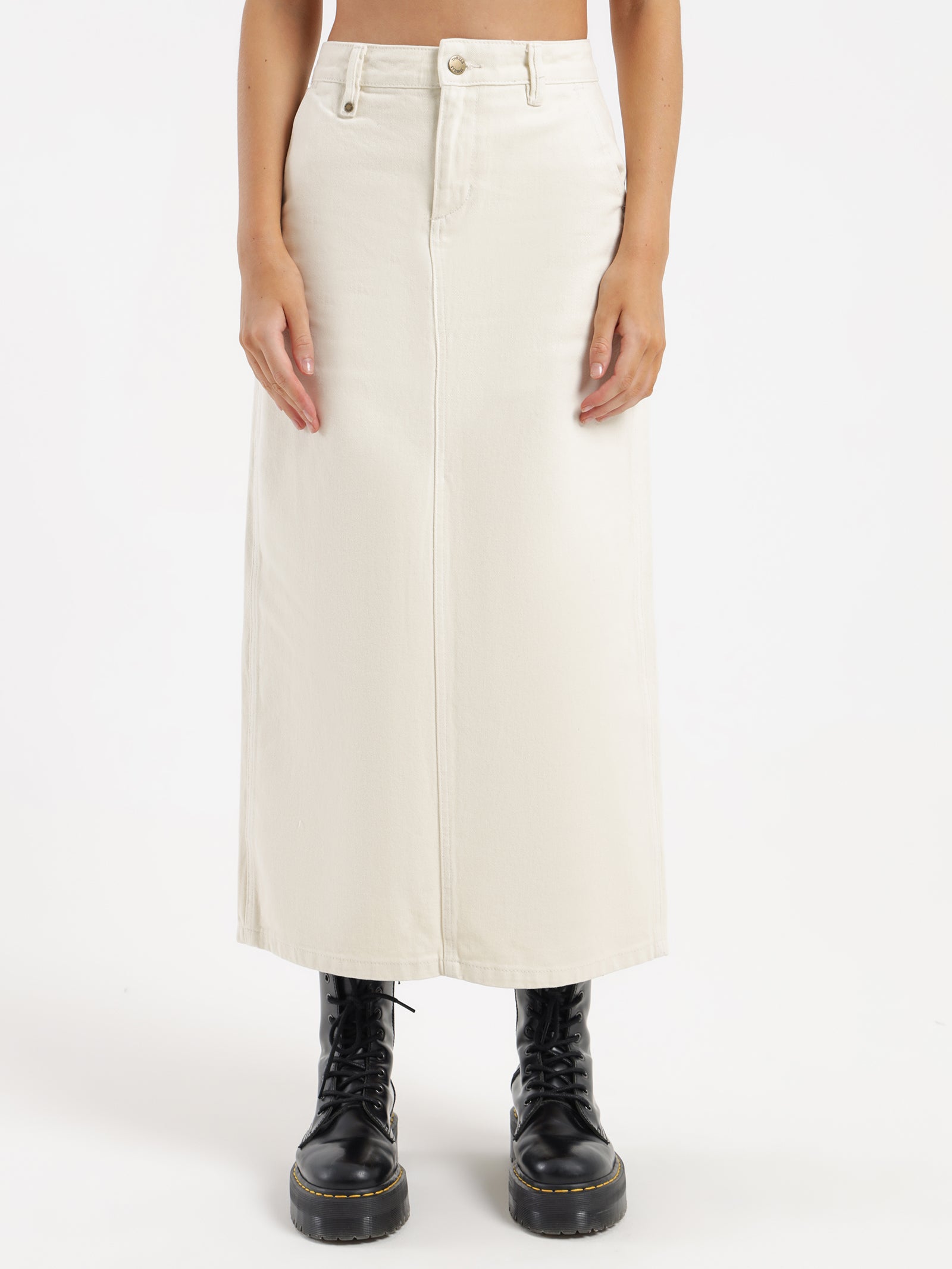 Fran Maxi Denim Skirt in Off White