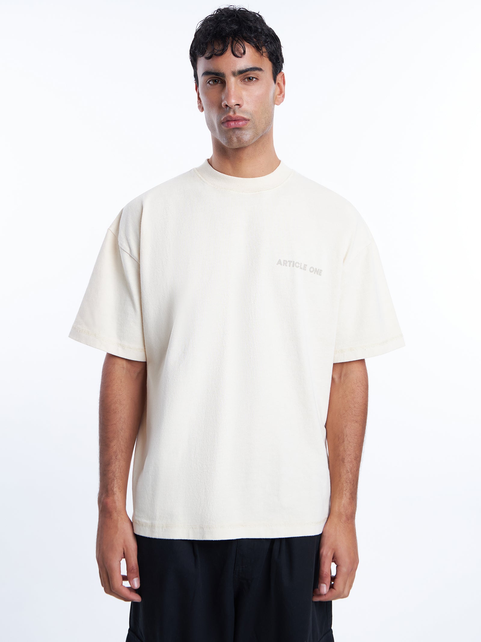 Subtle Logo Tee In Washed Bone