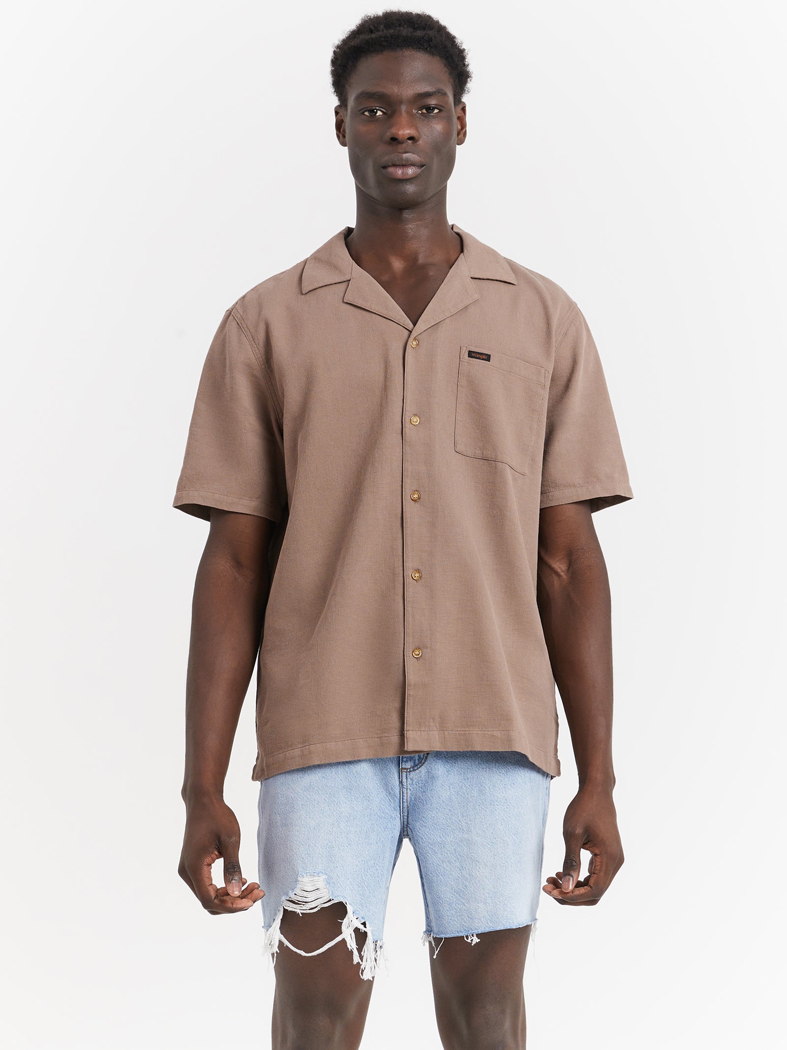 Resort Waffle Shirt in Brownie