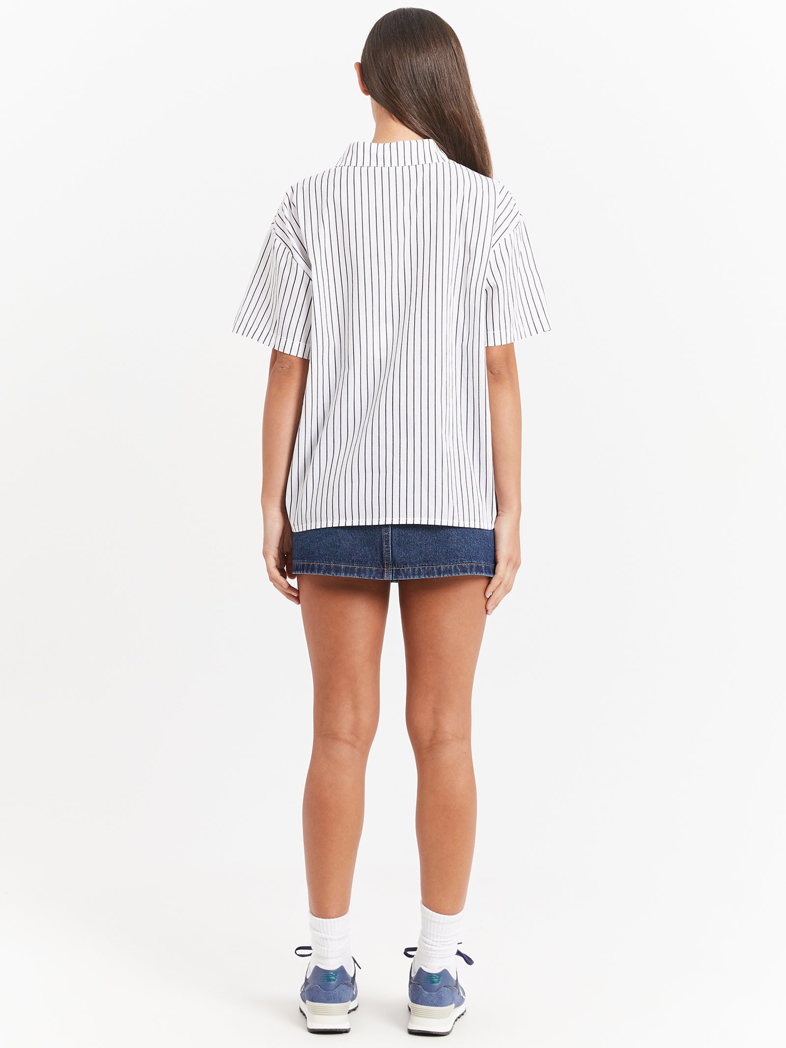 Pop Short Sleeve Graffiti Stripe Shirt in Black Stripe