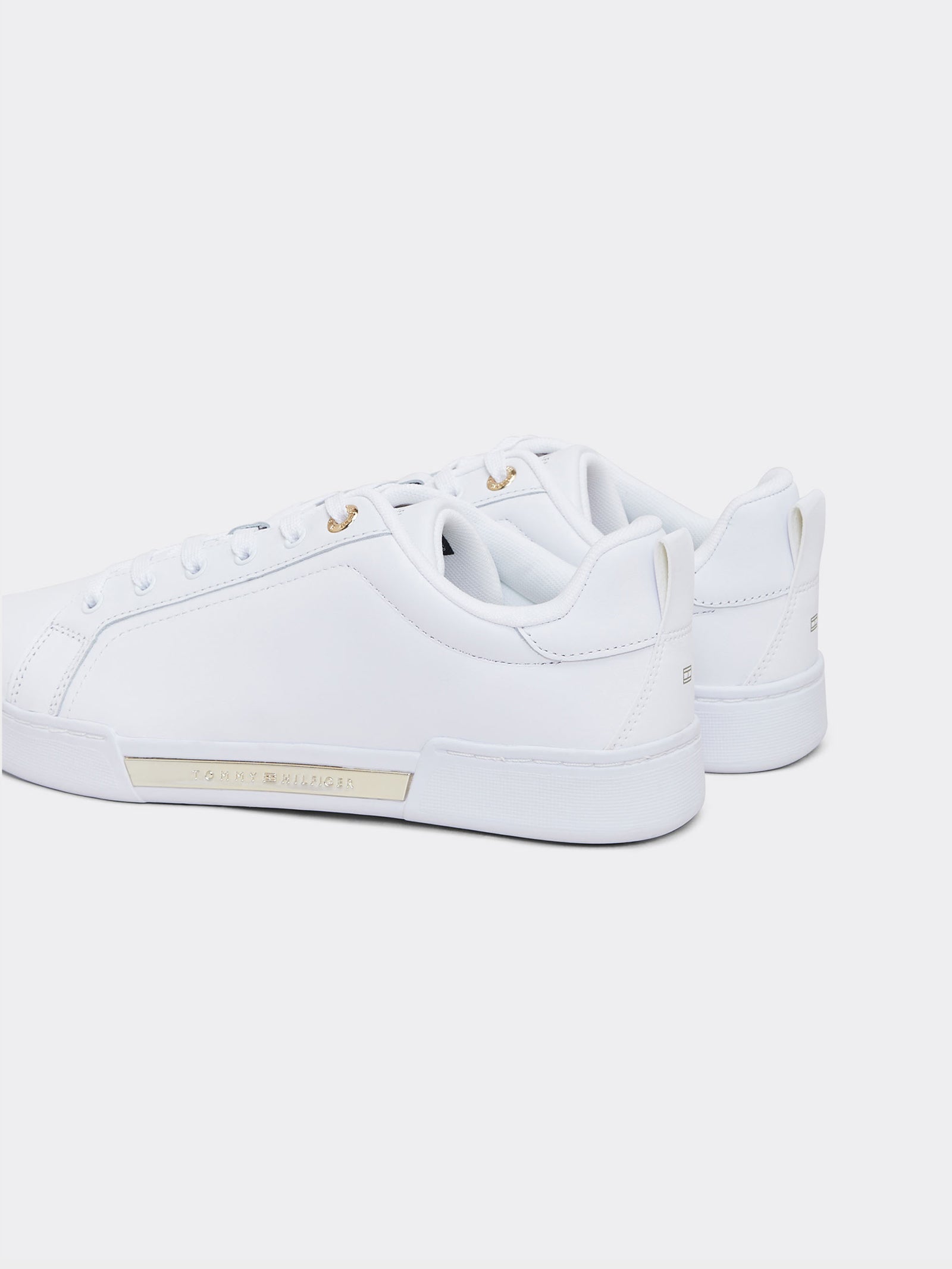 Womens Chique Court Sneakers in White & Rose Gold