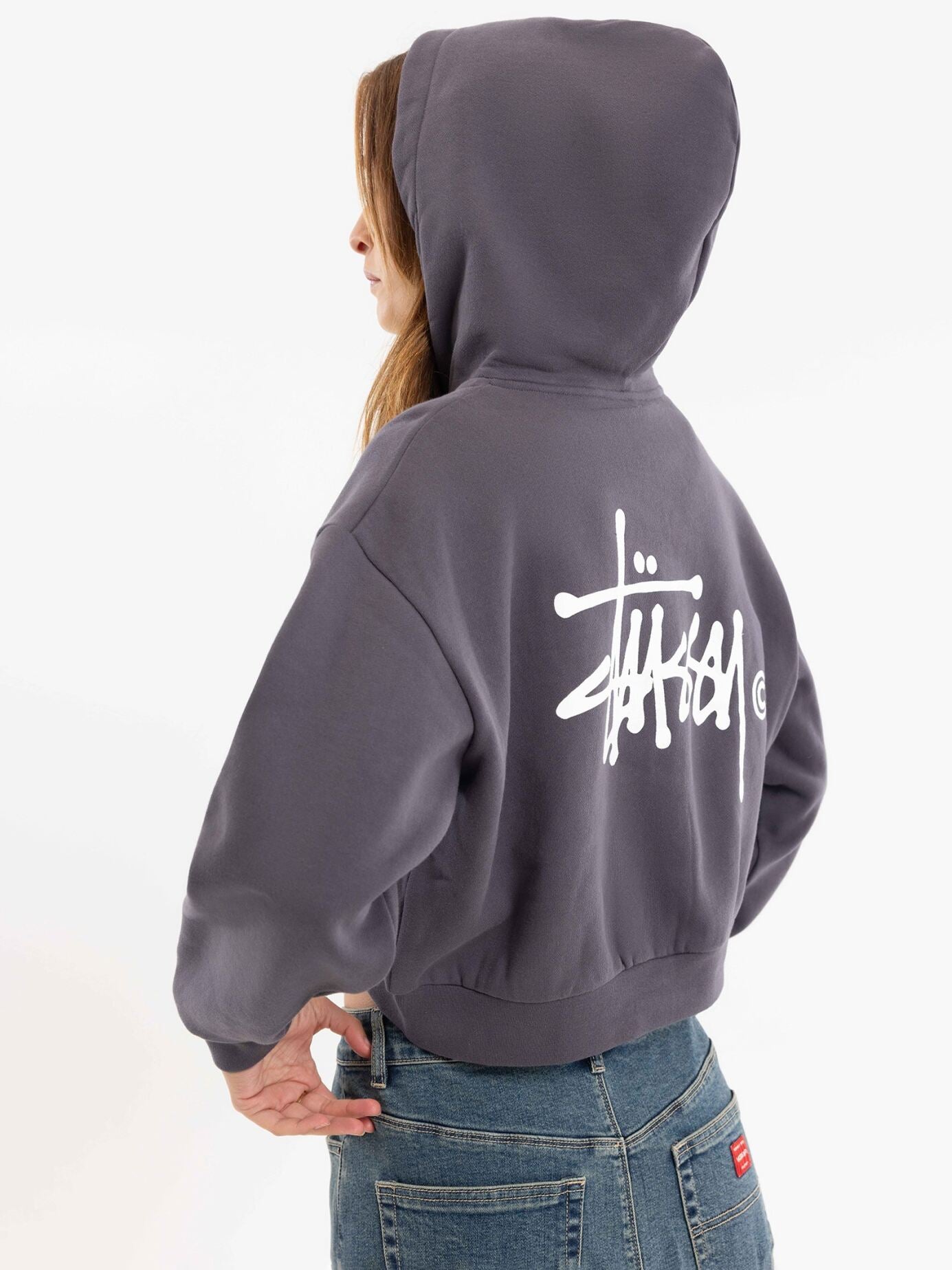 Graffiti Cropped Zip Thru Hood