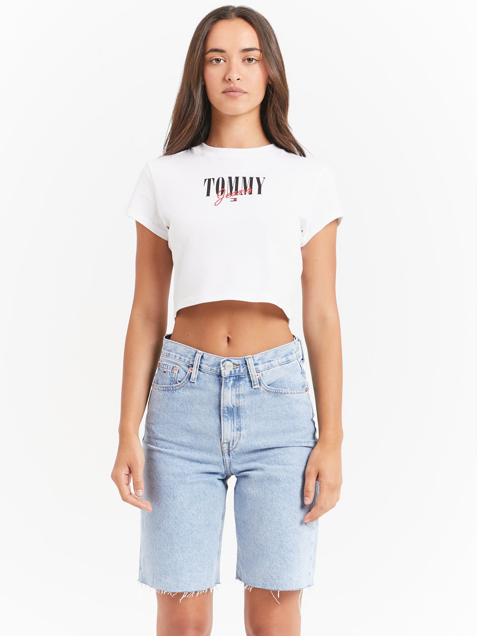 Baby Crop Essential Logo T-Shirt in White