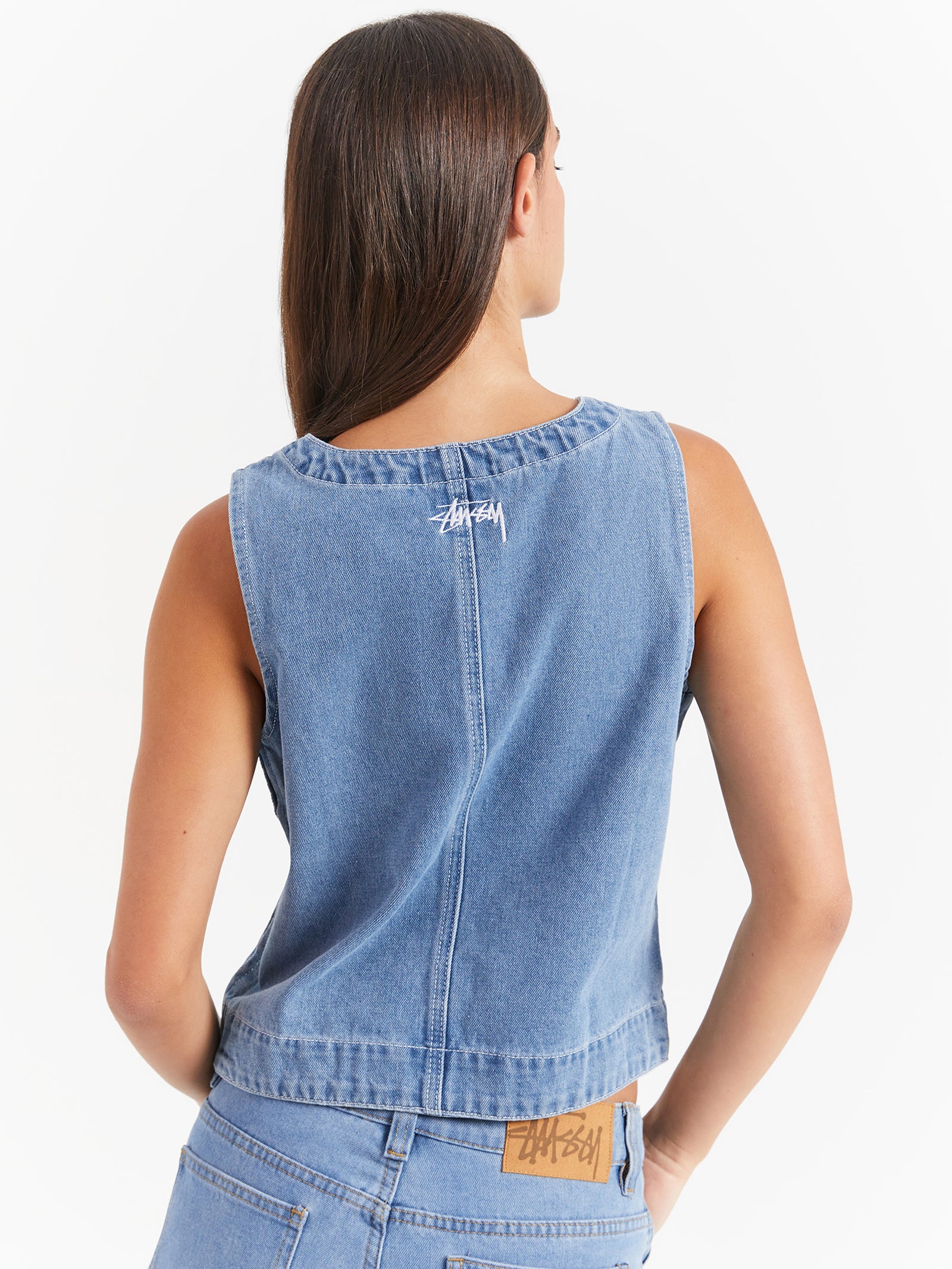 Big Ol Denim Tank Top in Mid Blue Denim