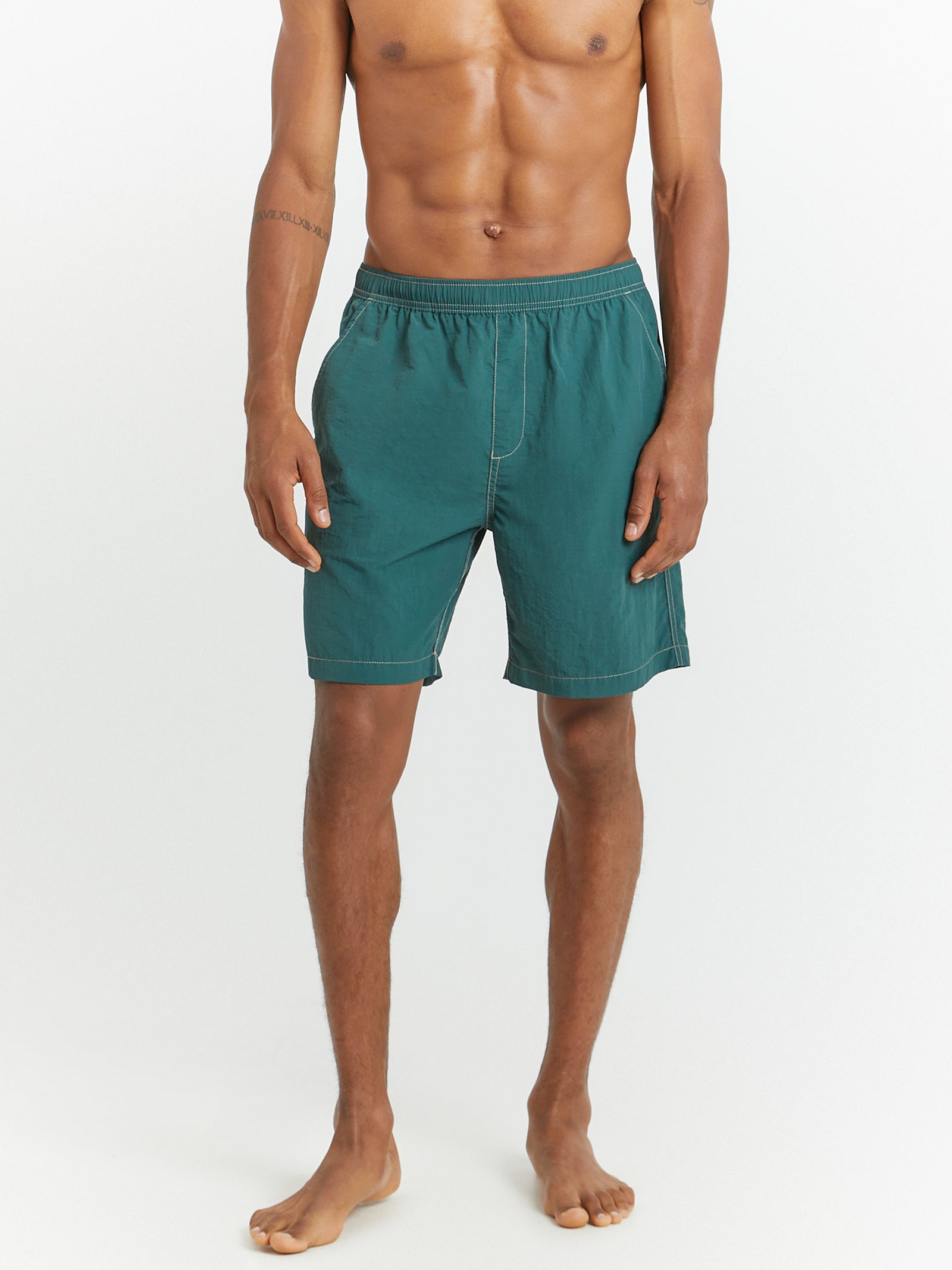 Lay Doubt Nylon Carpenter Shorts in Deep Lake Green