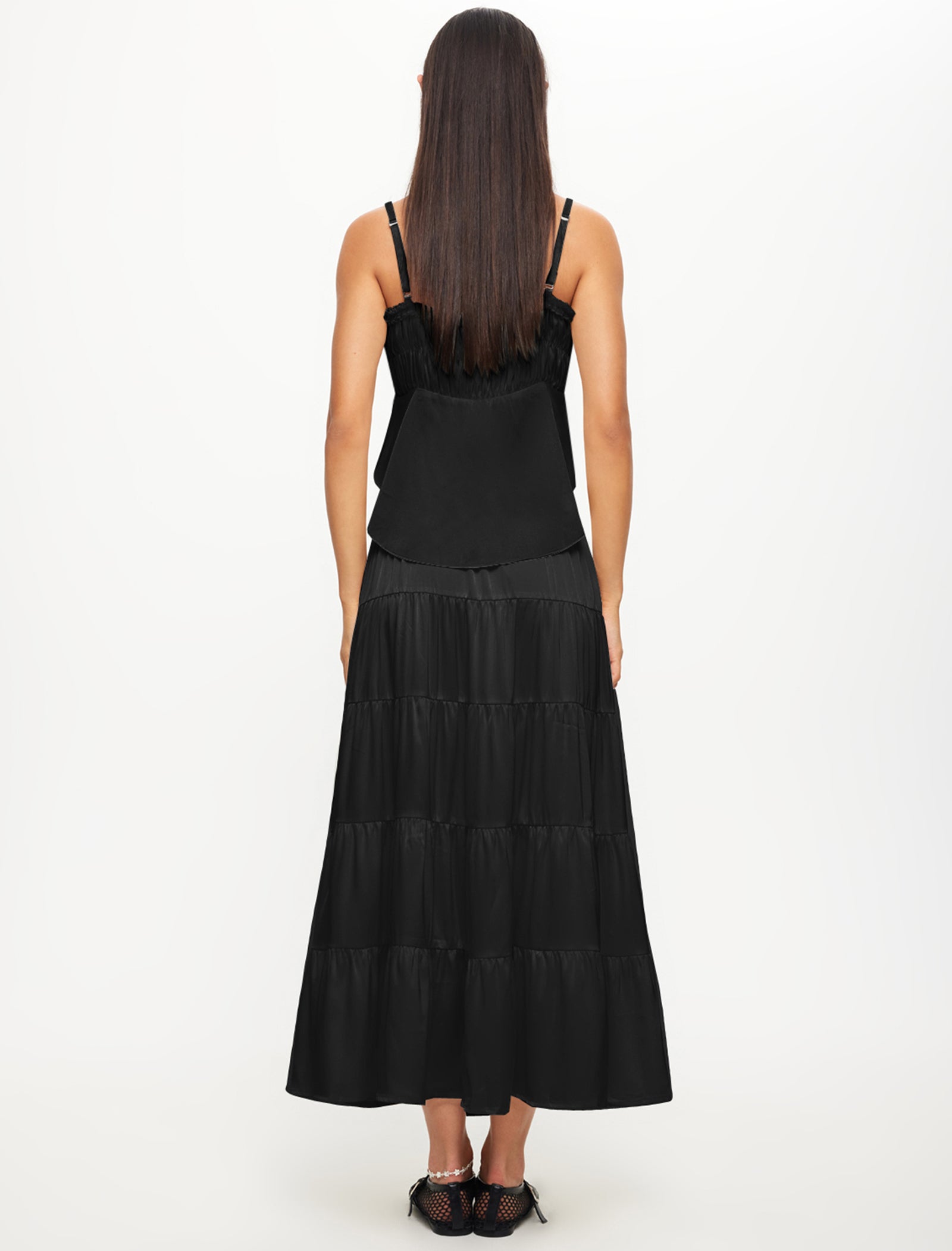 Keira Tiered Skirt in Onyx Black