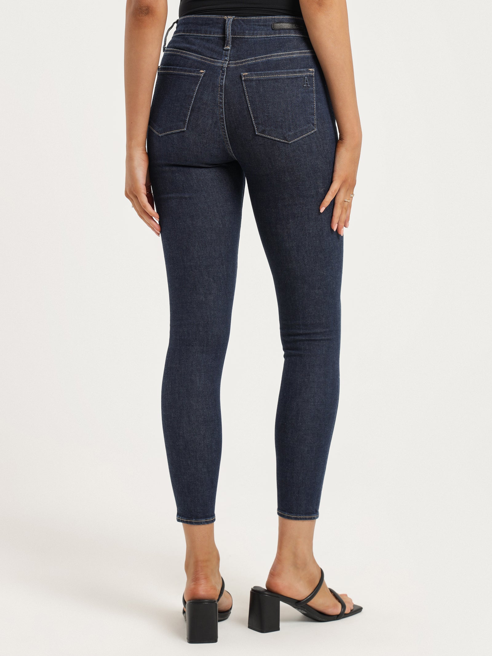 High Lisa Skinny Ankle Jeans in Dark Mid Wash Denim