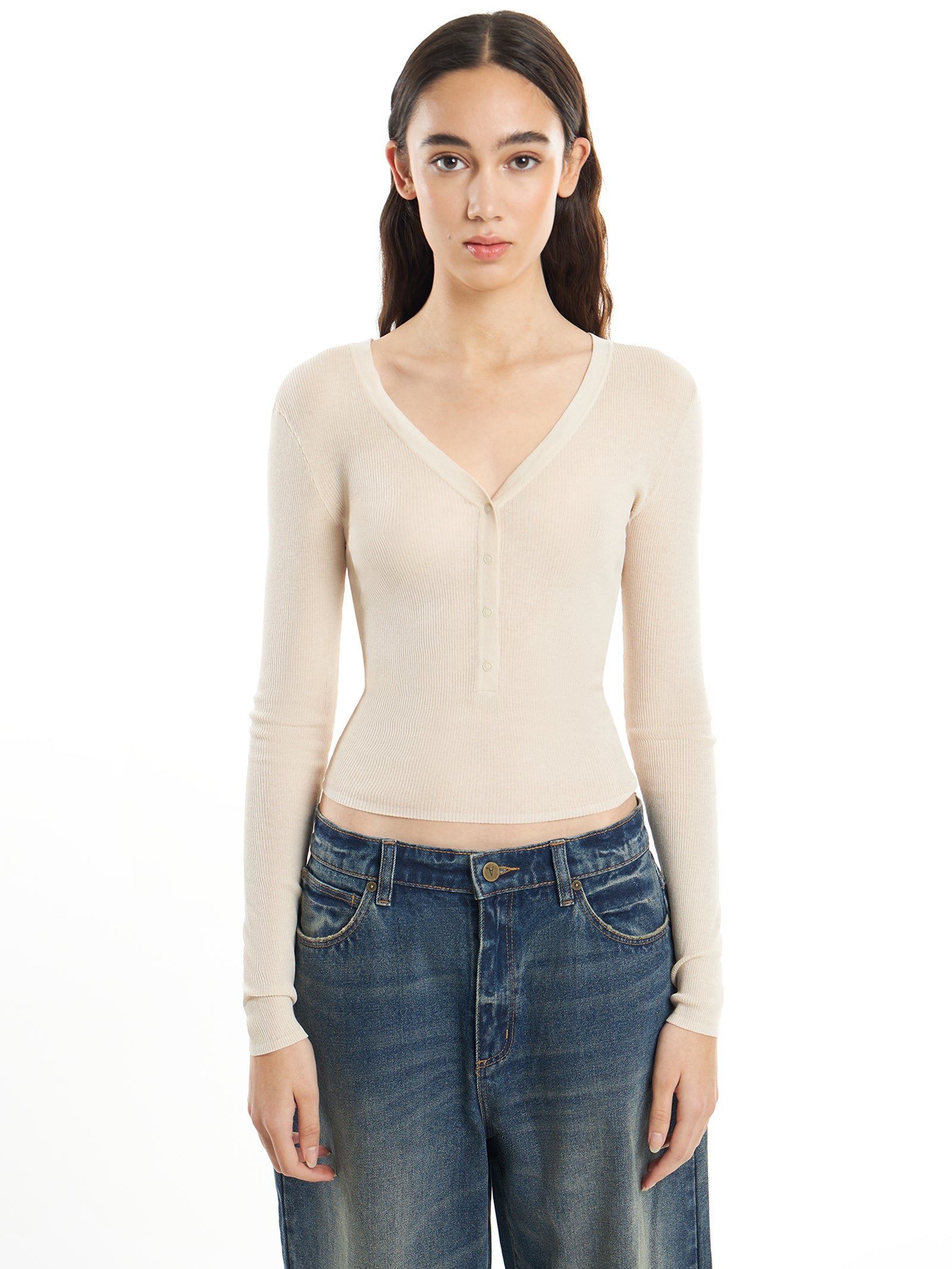 Mse Knit Button Top