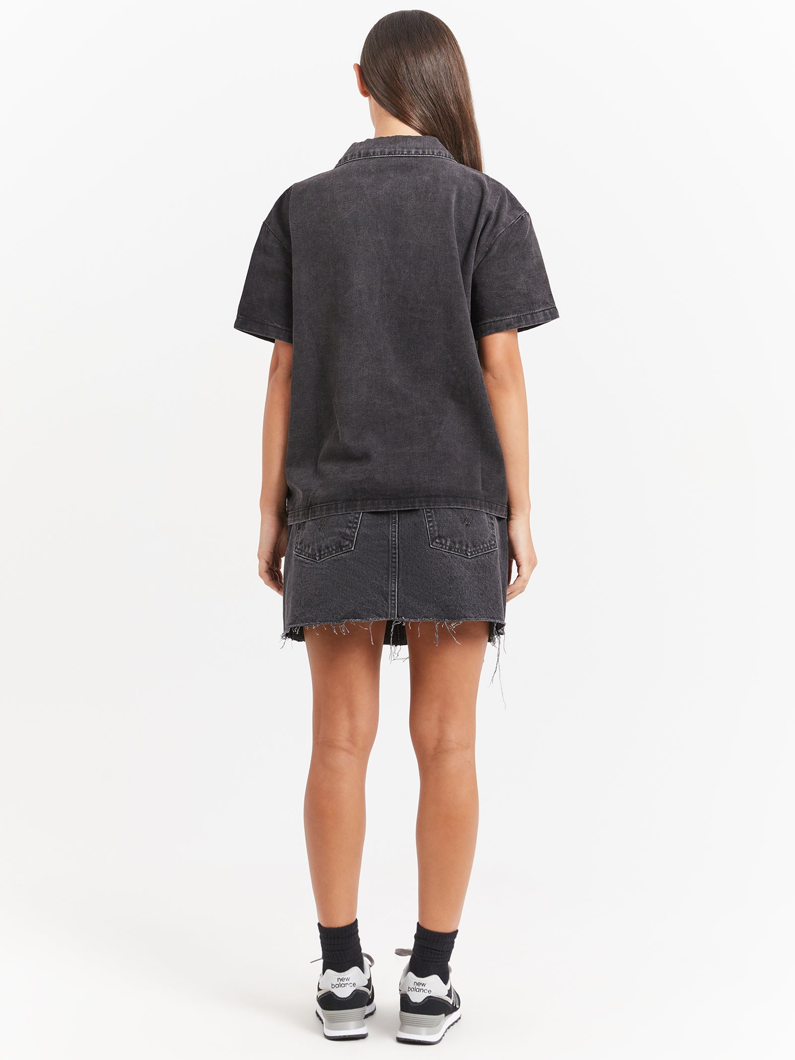 Denim Oversized Shirt in Black Denim