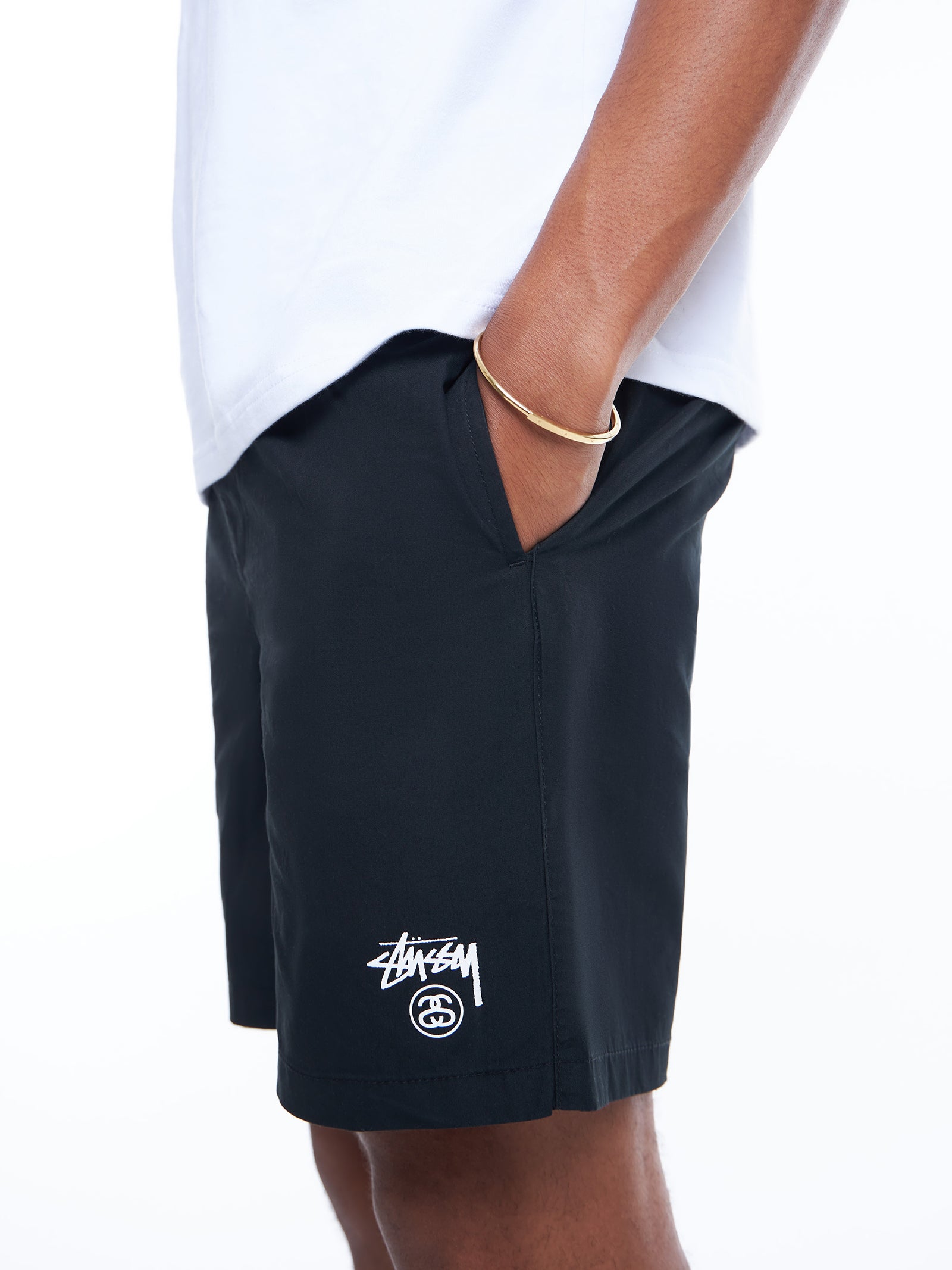 Basic Stock Beach Shorts in Black