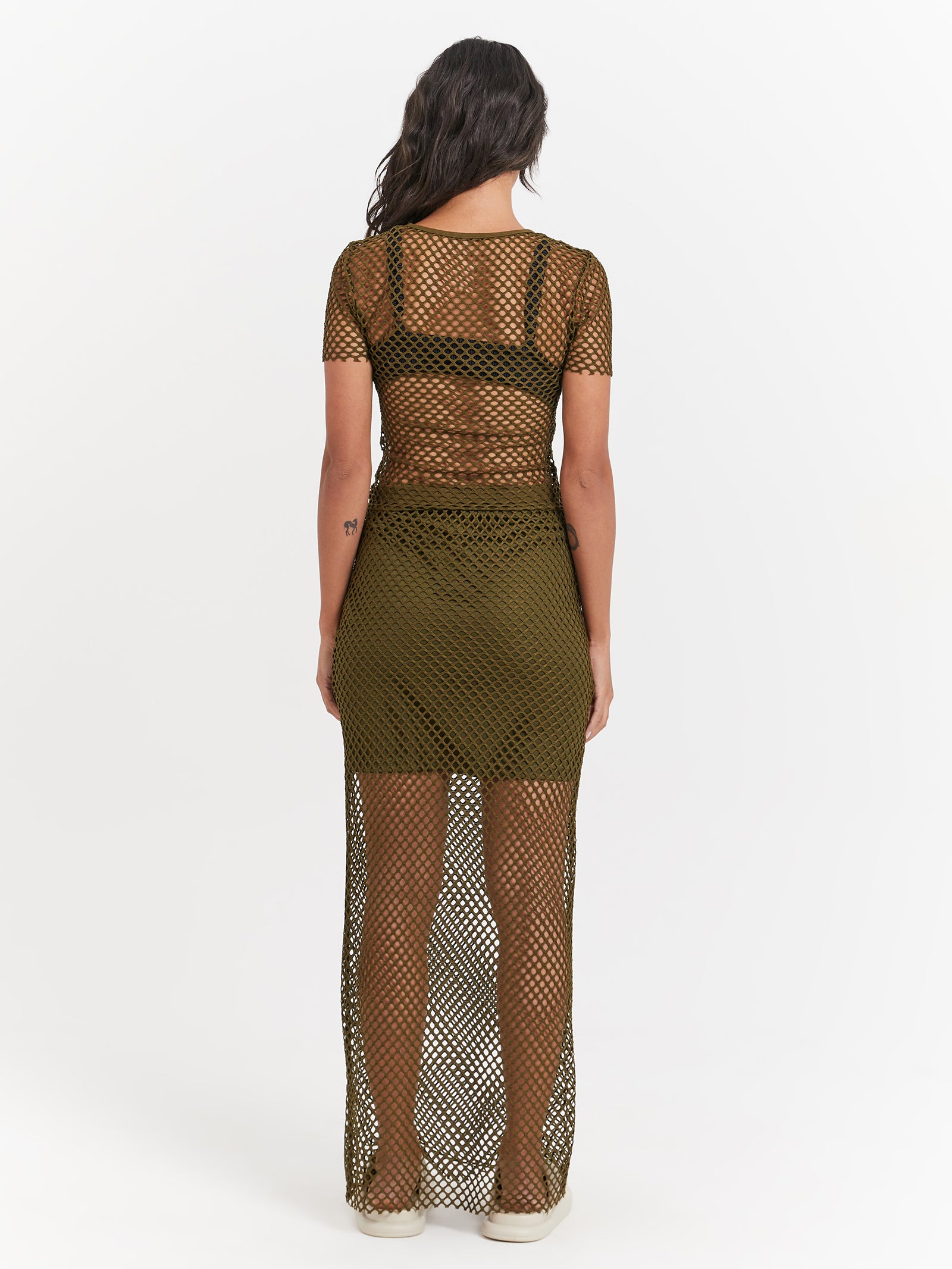 Ruby Mesh Skirt in Khaki